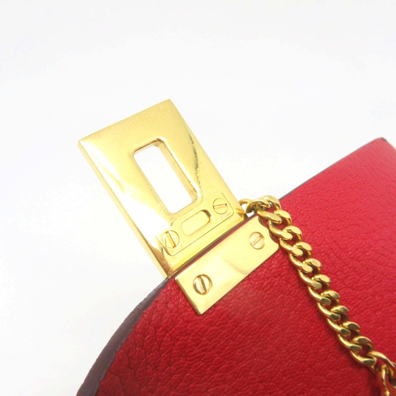 Chloe 【激減優惠】羊皮皮革Drew Shoulder Bag金扣鏈帶肩背袋紅色