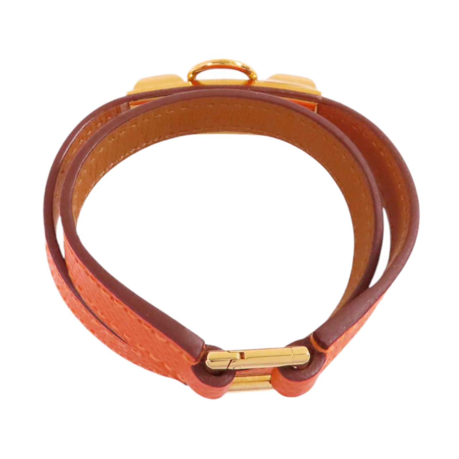 HERMES Epsom皮革Rivale Double Tour Bracelet金扣手鏈