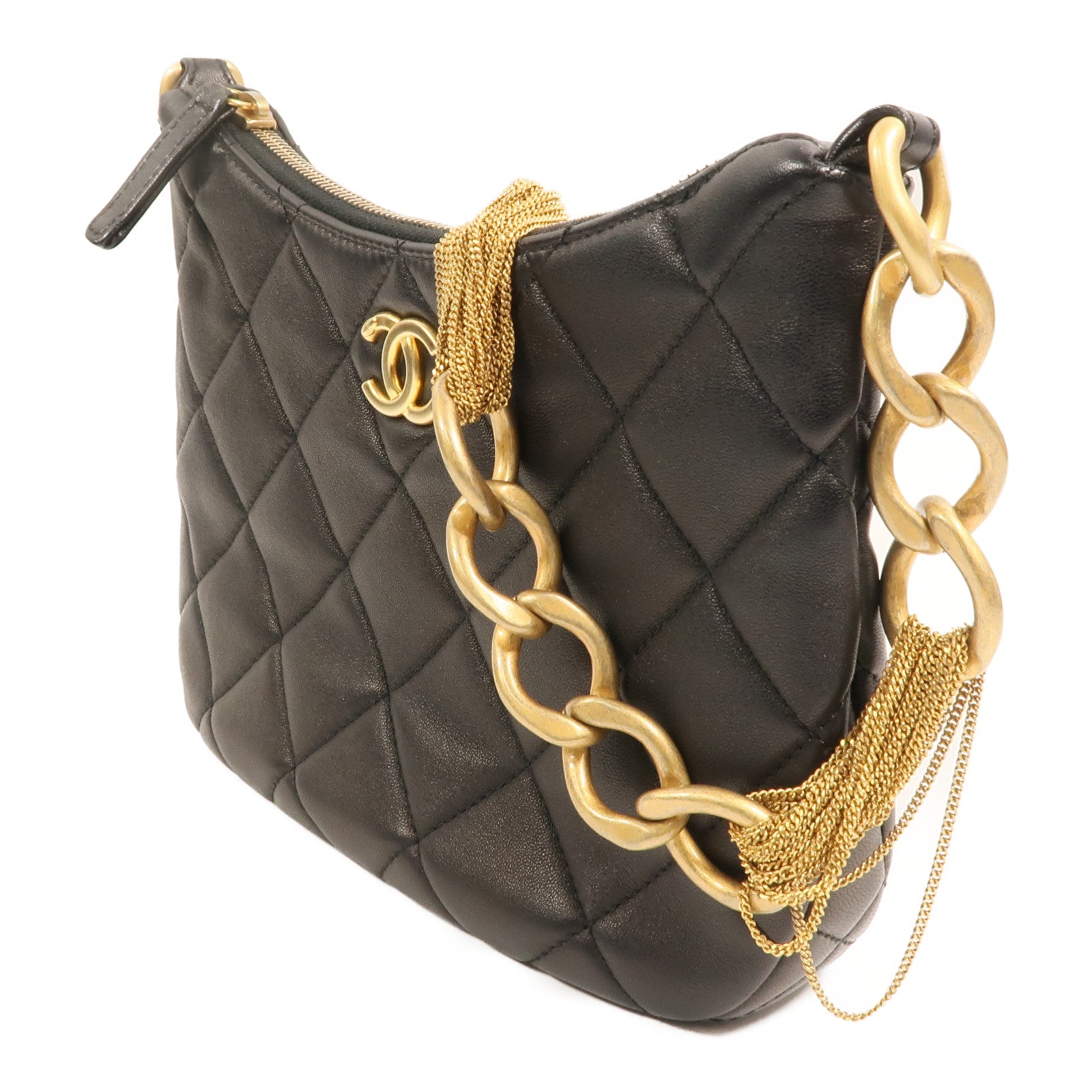 CHANEL 羊皮皮革Hobo鏈帶肩背袋