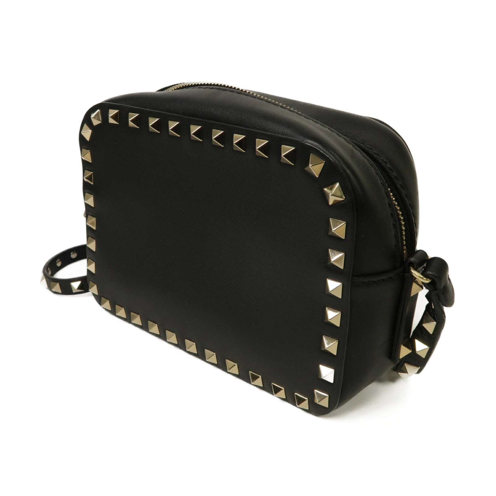 Valentino 牛皮皮革Shoulder Bag金扣肩背袋黒色