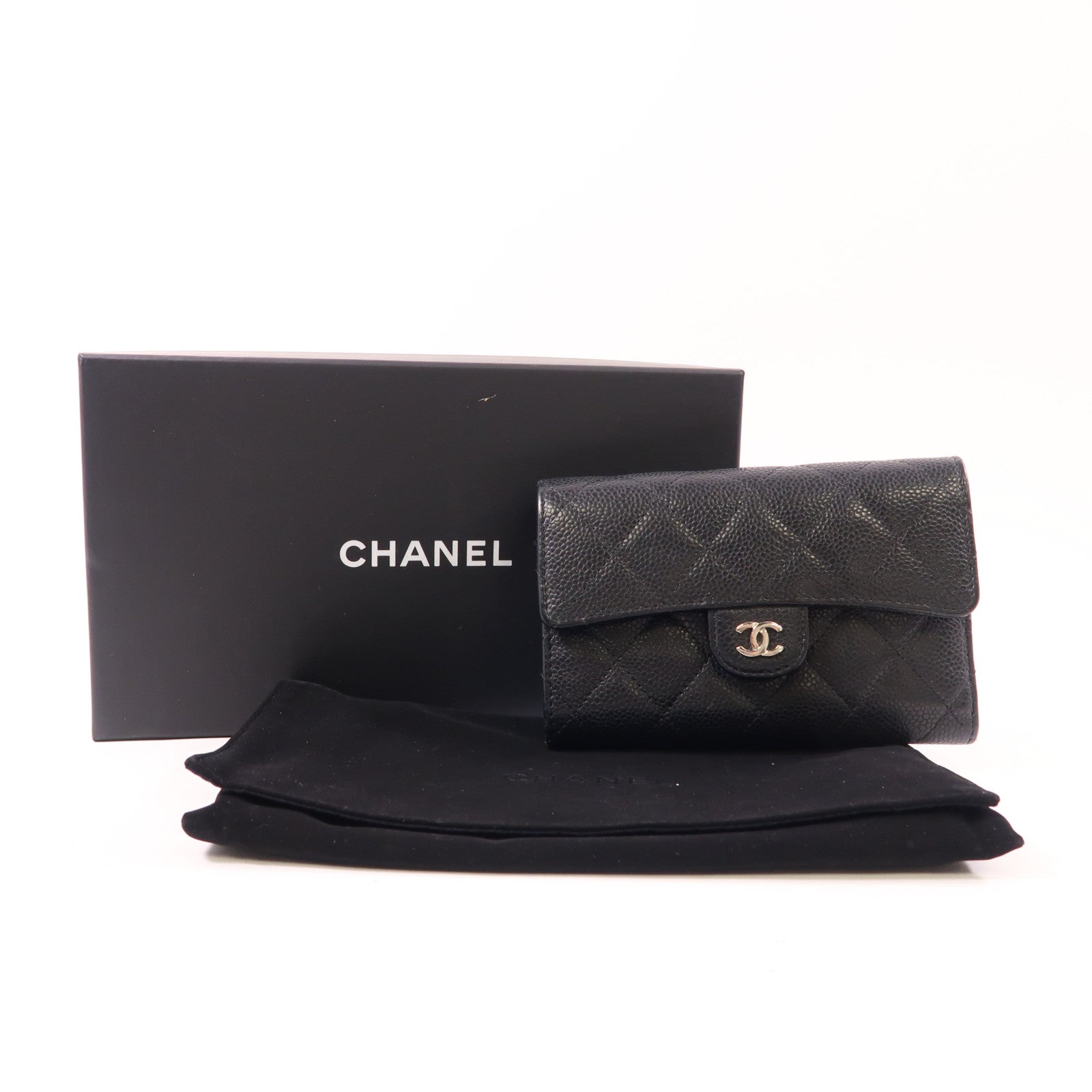 CHANEL 牛皮皮革Wallet銀扣錢包