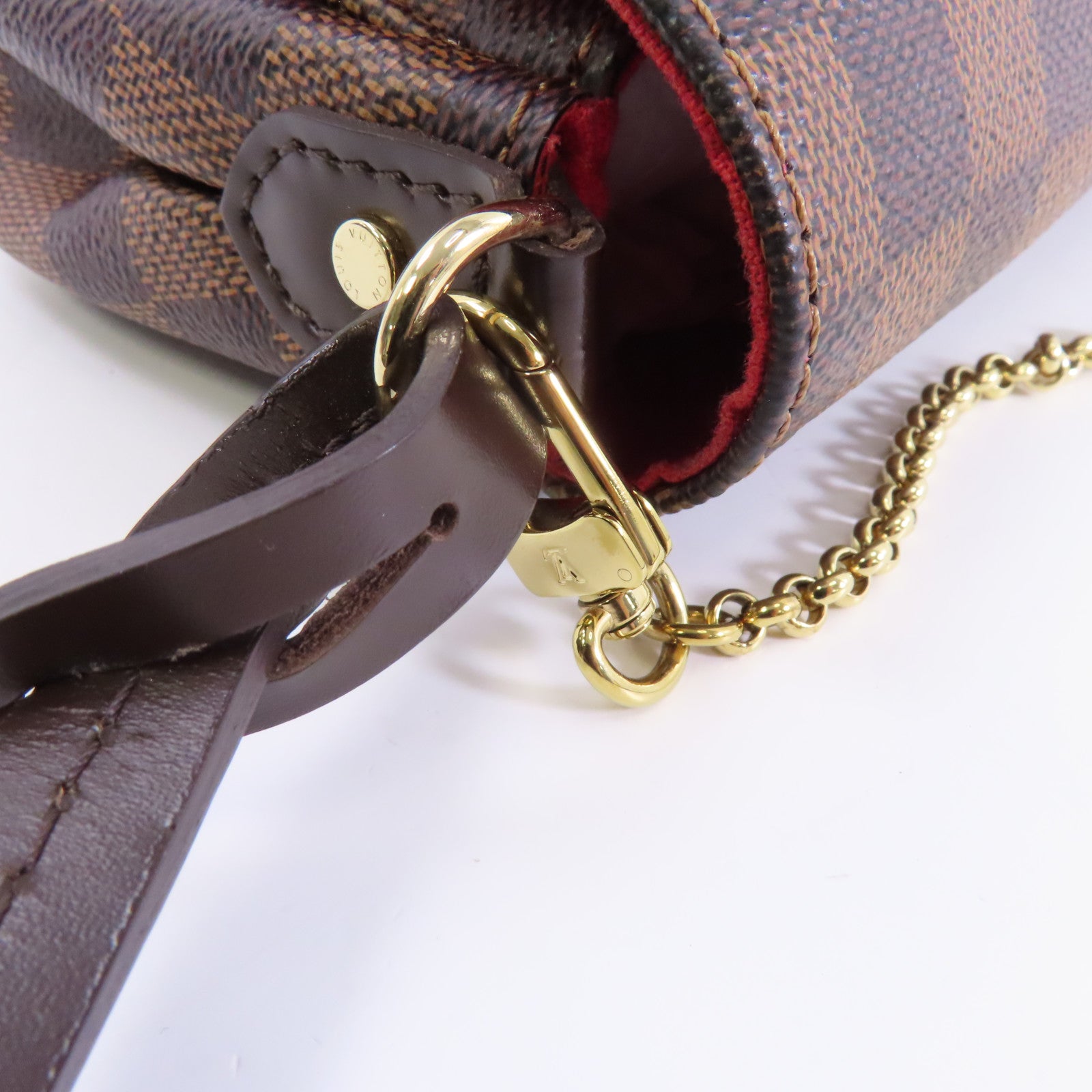 LOUIS VUITTON Damier Favroite PM金扣手挽肩背兩用袋棕色