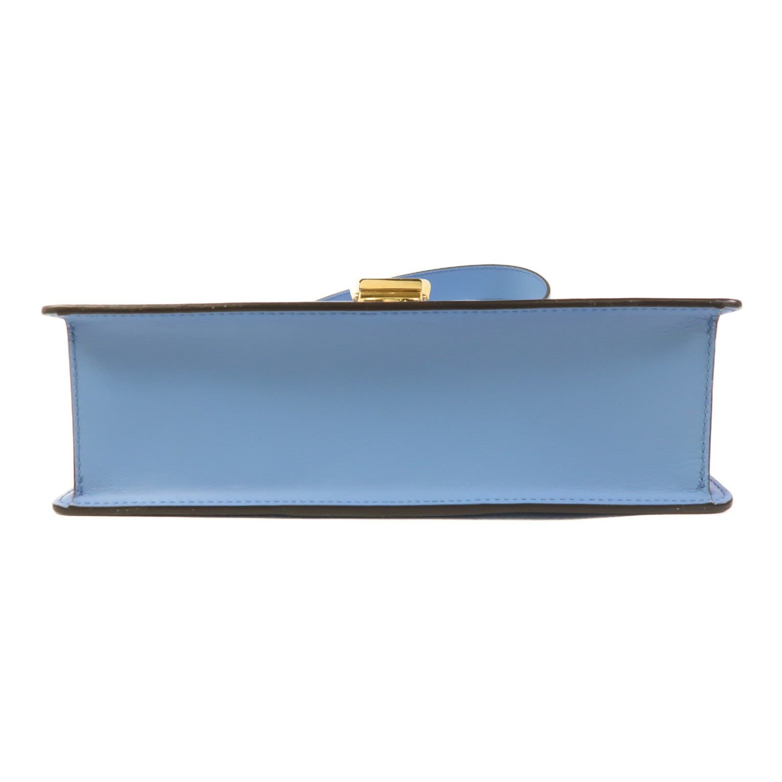 GUCCI GHW Sylvie Shoulder Bag Calfskin Leather Blue 421882