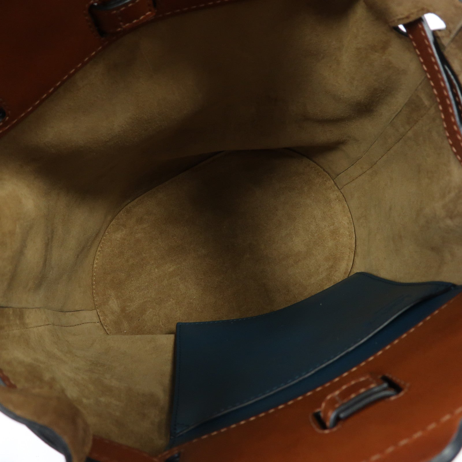 LOEWE 【激減優惠】牛皮皮革Lazo Bucket肩背袋藍色/啡色