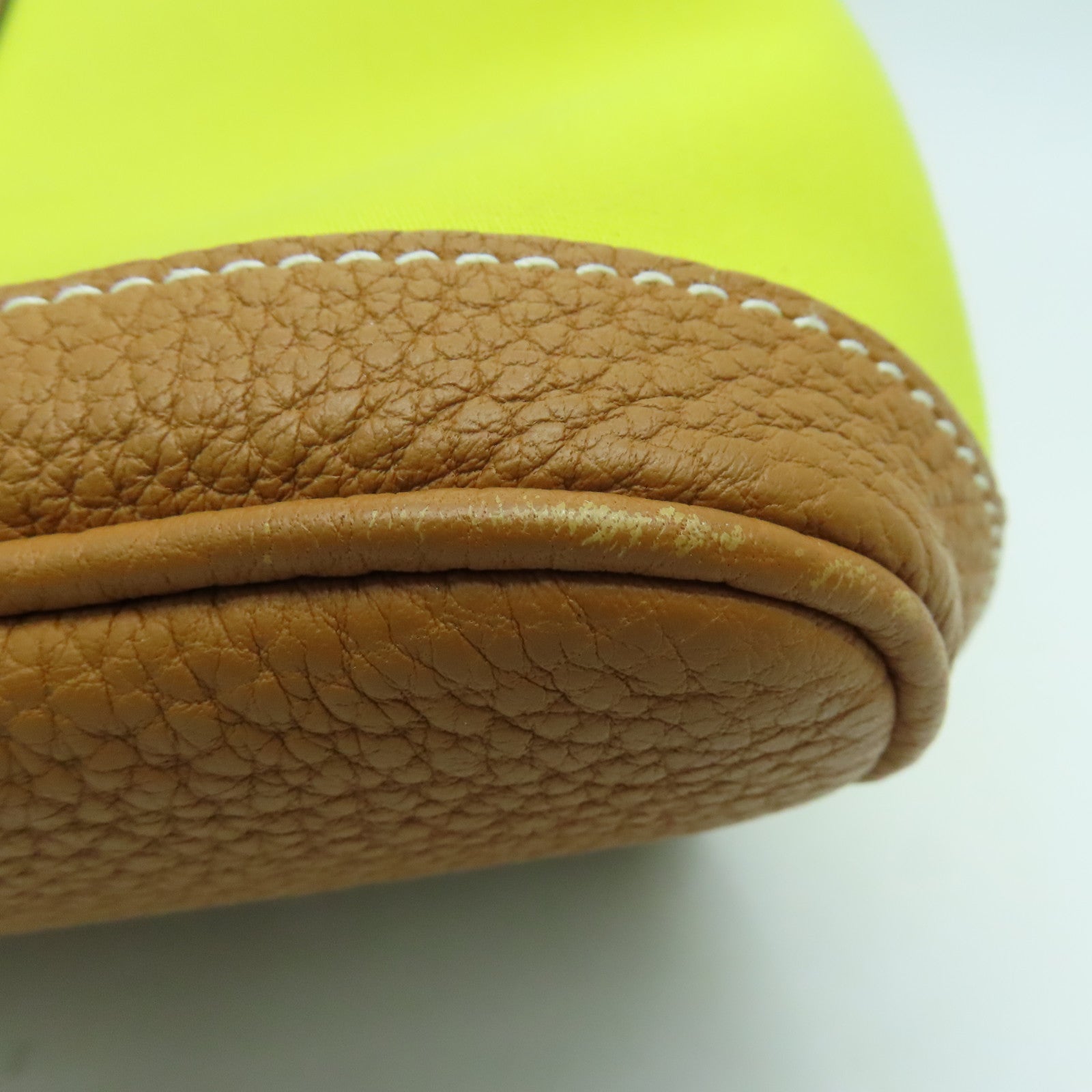 HERMES Canvas Garden Party TPM Silver Buckle Hand Bag Yellow