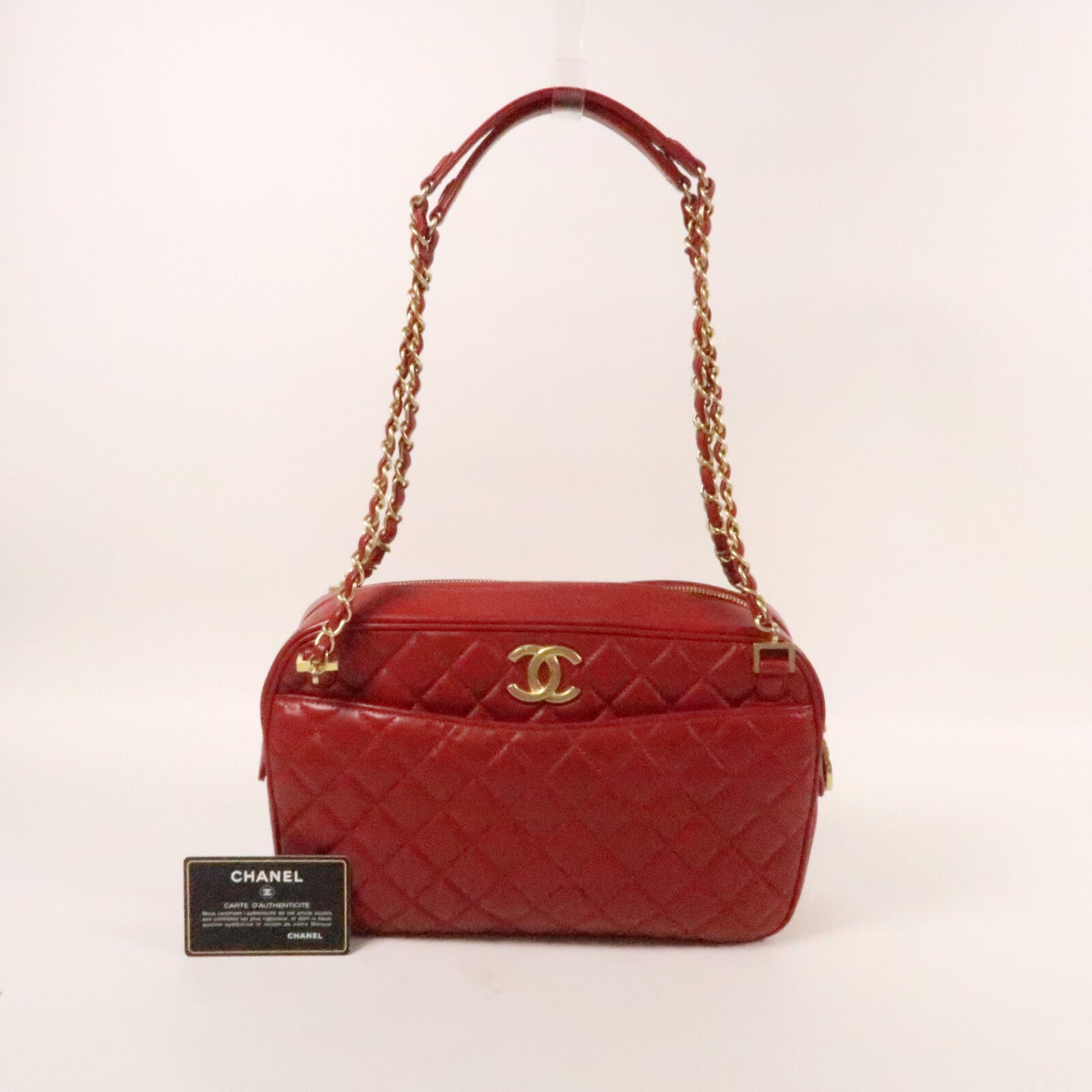 CHANEL 羊皮皮革Chain Shoulder Bag金扣鏈帶手挽肩背袋