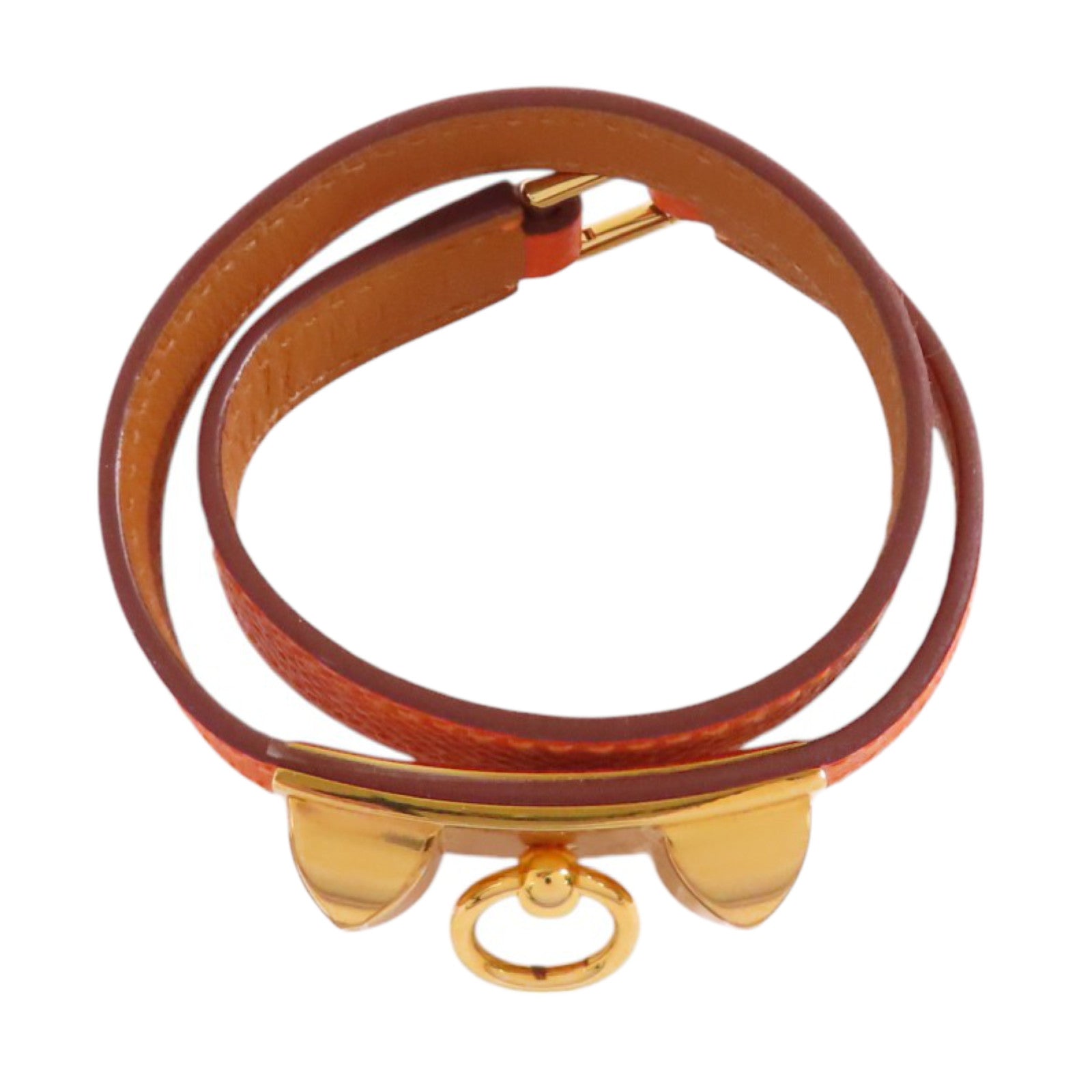 HERMES Epsom皮革Rivale Double Tour Bracelet金扣手鏈