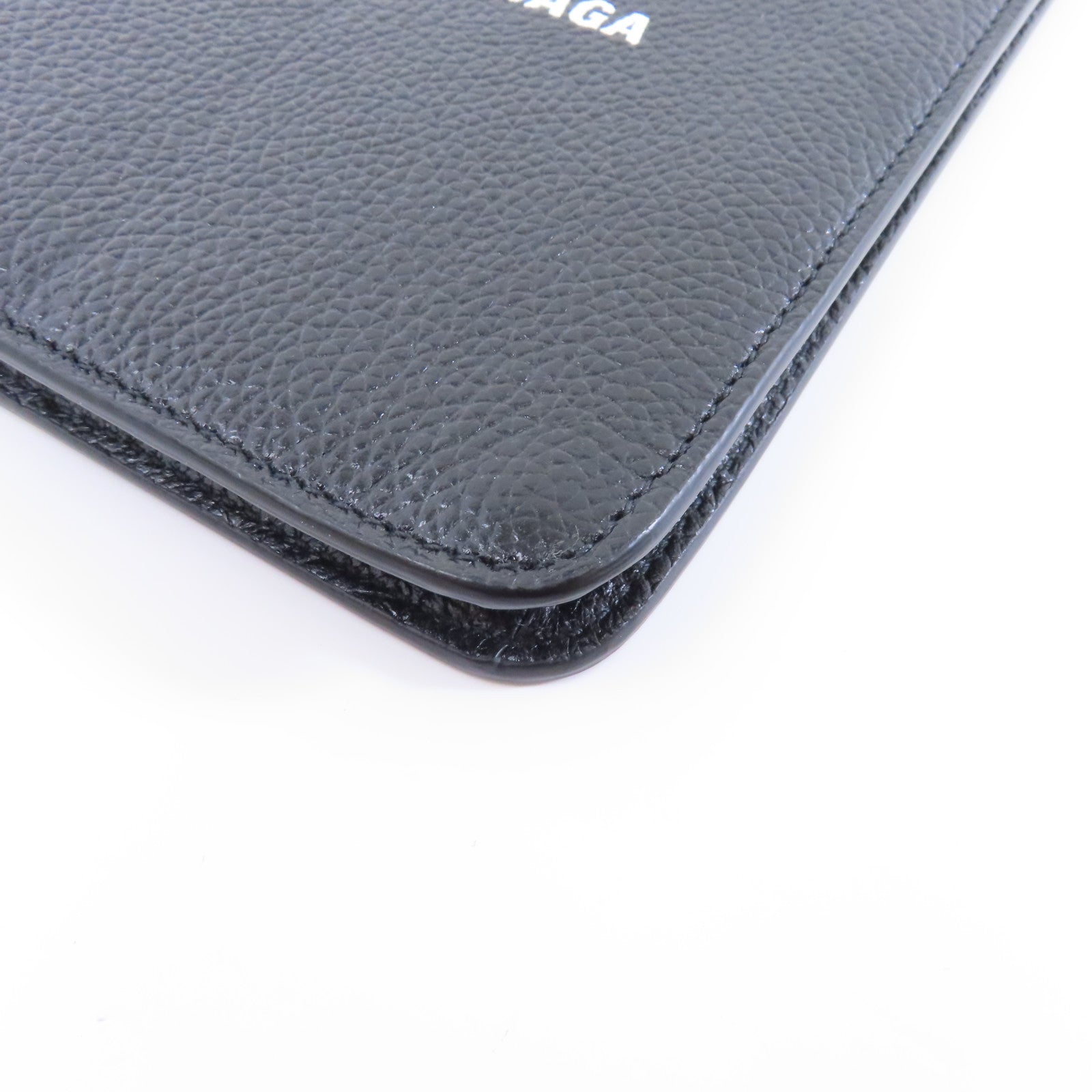 BALENCIAGA 牛皮皮革Cash Phone Card Holder銀扣現金手機和卡包黑色