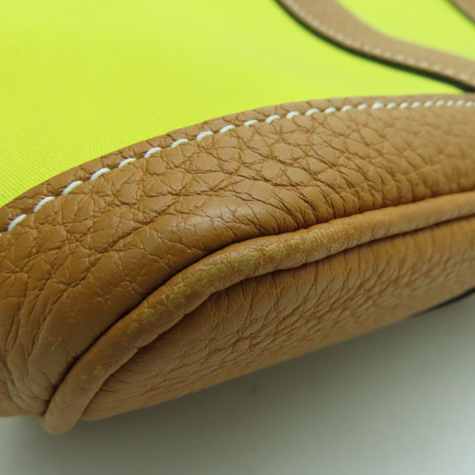 HERMES Canvas Garden Party TPM Silver Buckle Hand Bag Yellow