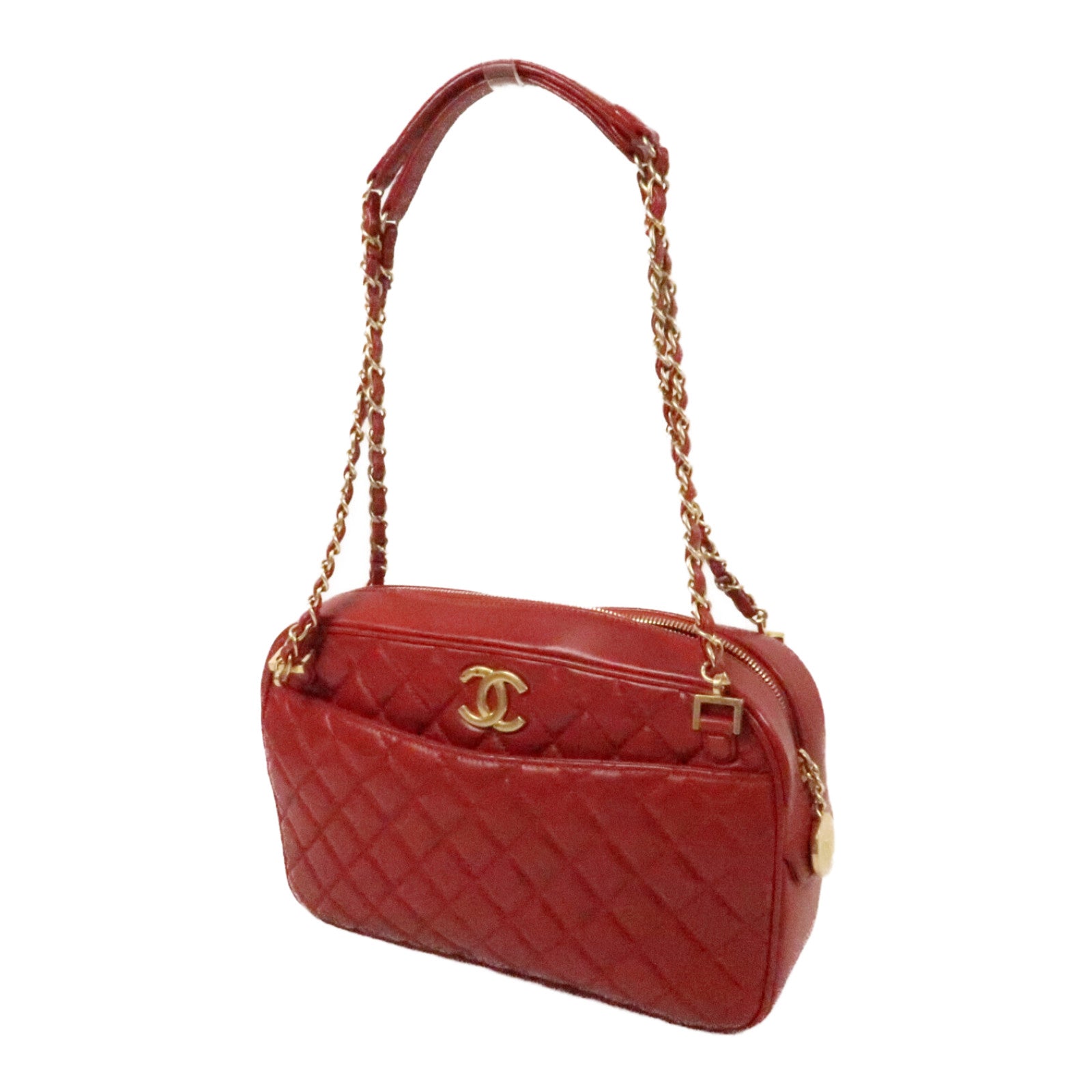 CHANEL 羊皮皮革Chain Shoulder Bag金扣鏈帶手挽肩背袋