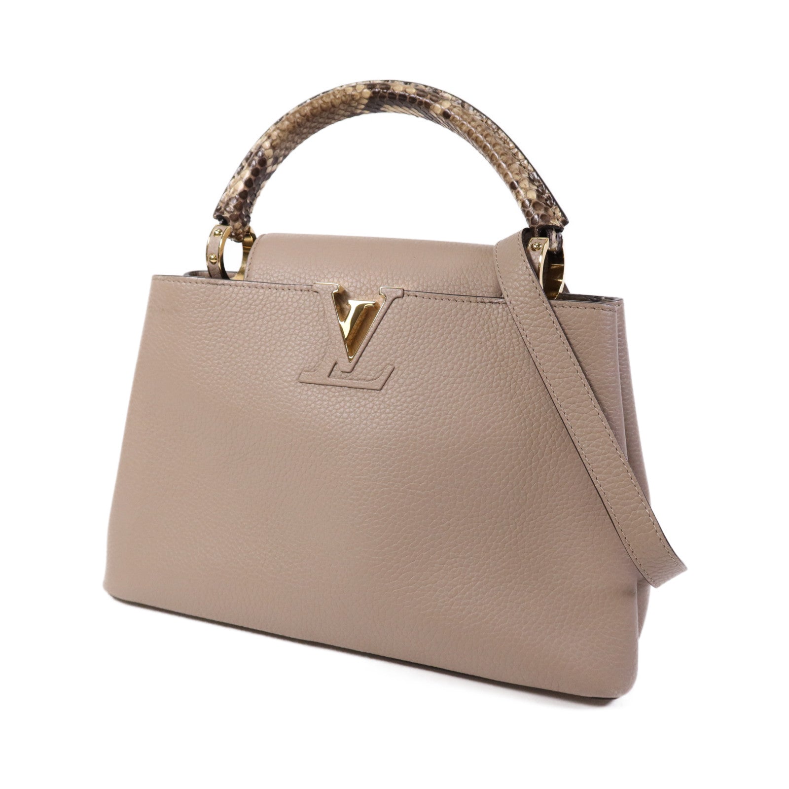 LOUIS VUITTON 【激減優惠】Taurillon/蛇皮皮革Capucines MM金扣手挽肩背兩用袋