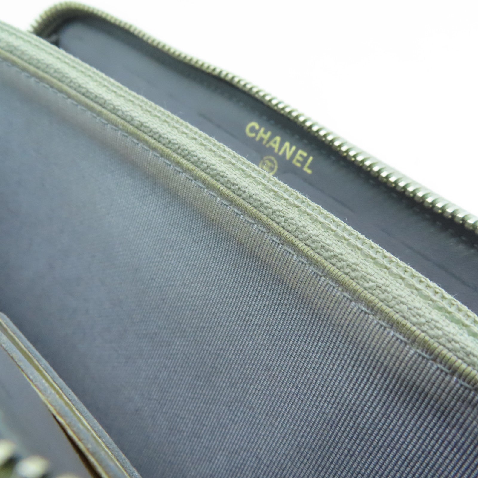 CHANEL rhombic cowhide leather 2.55 Long Wallet gold buckle long wallet gray