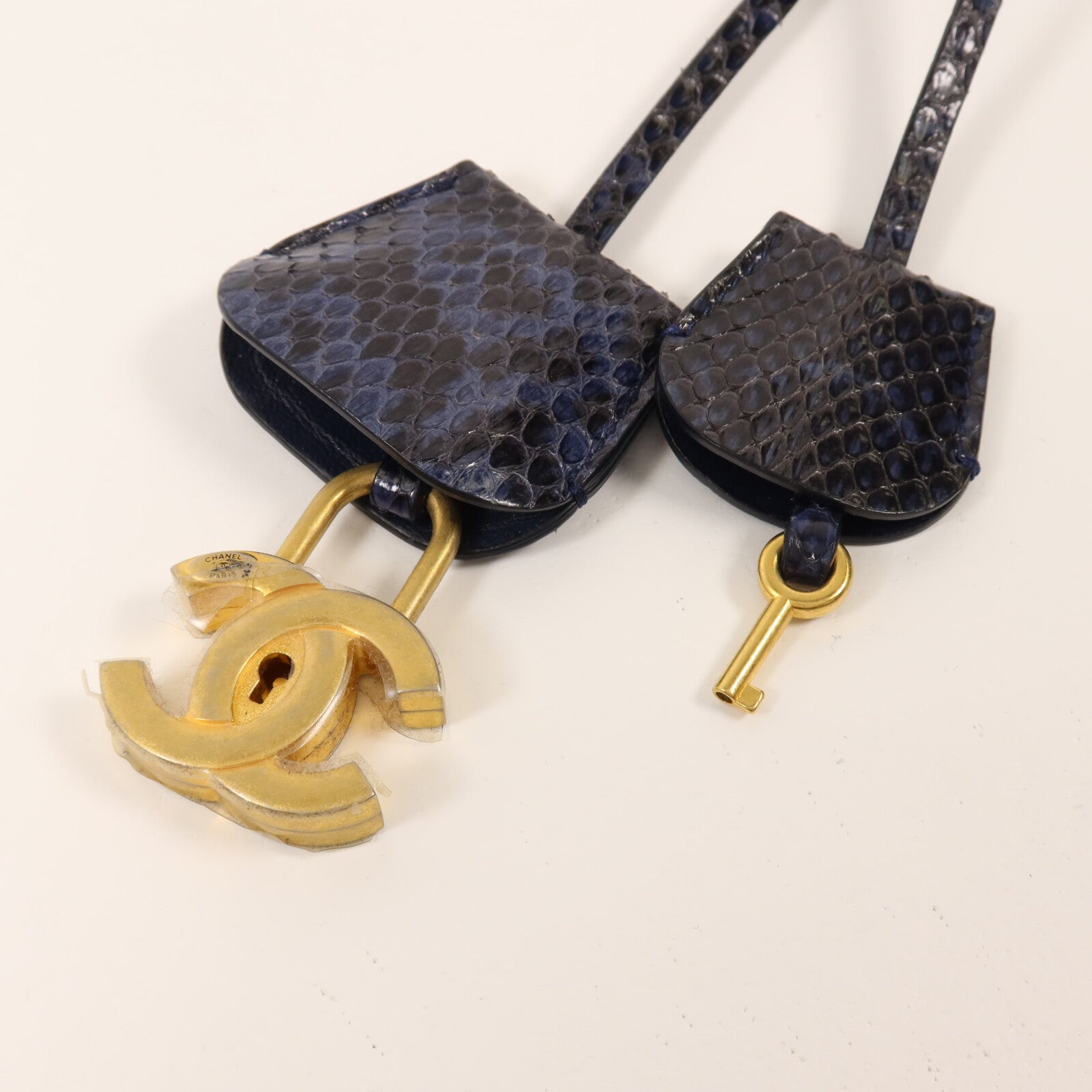 CHANEL Tweed/蛇皮皮革Vanity Case鏈帶手挽肩背兩用袋