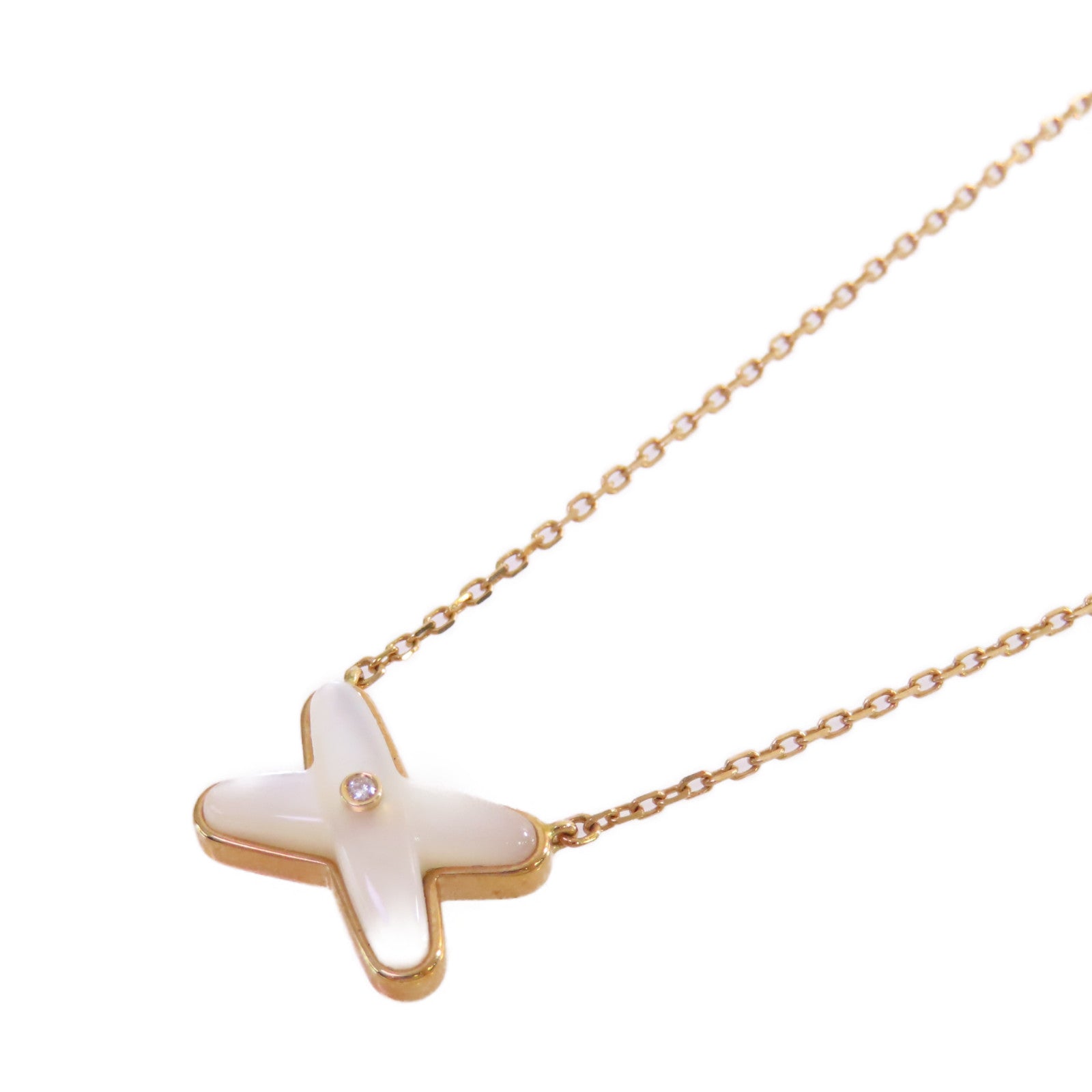 Chaumet 18K玫瑰金/鑽石/珍珠母Jeux De Liens Necklace項鏈珍珠色/金色