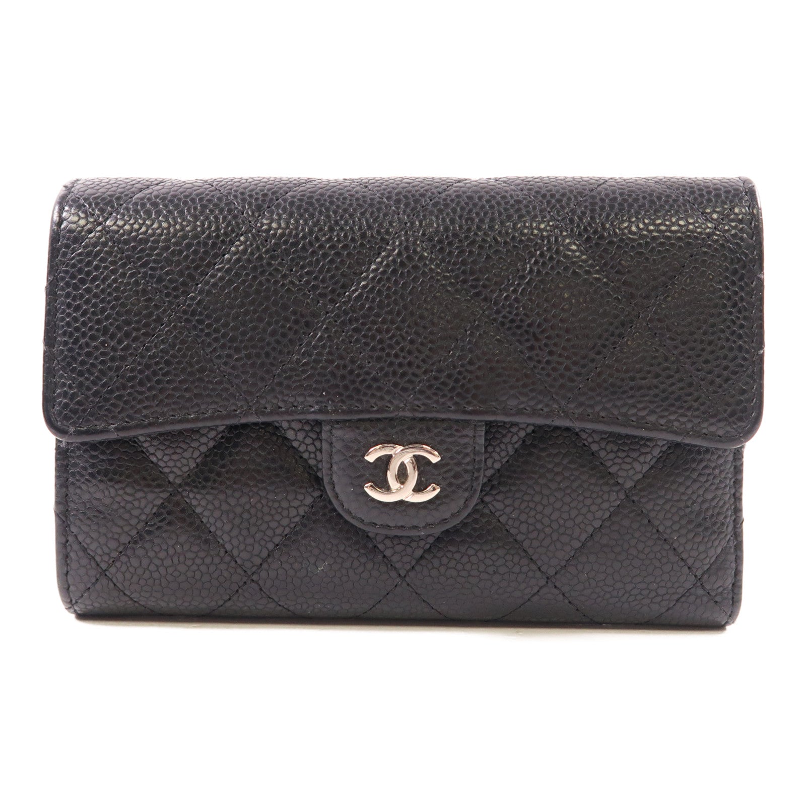 CHANEL 牛皮皮革Wallet銀扣錢包