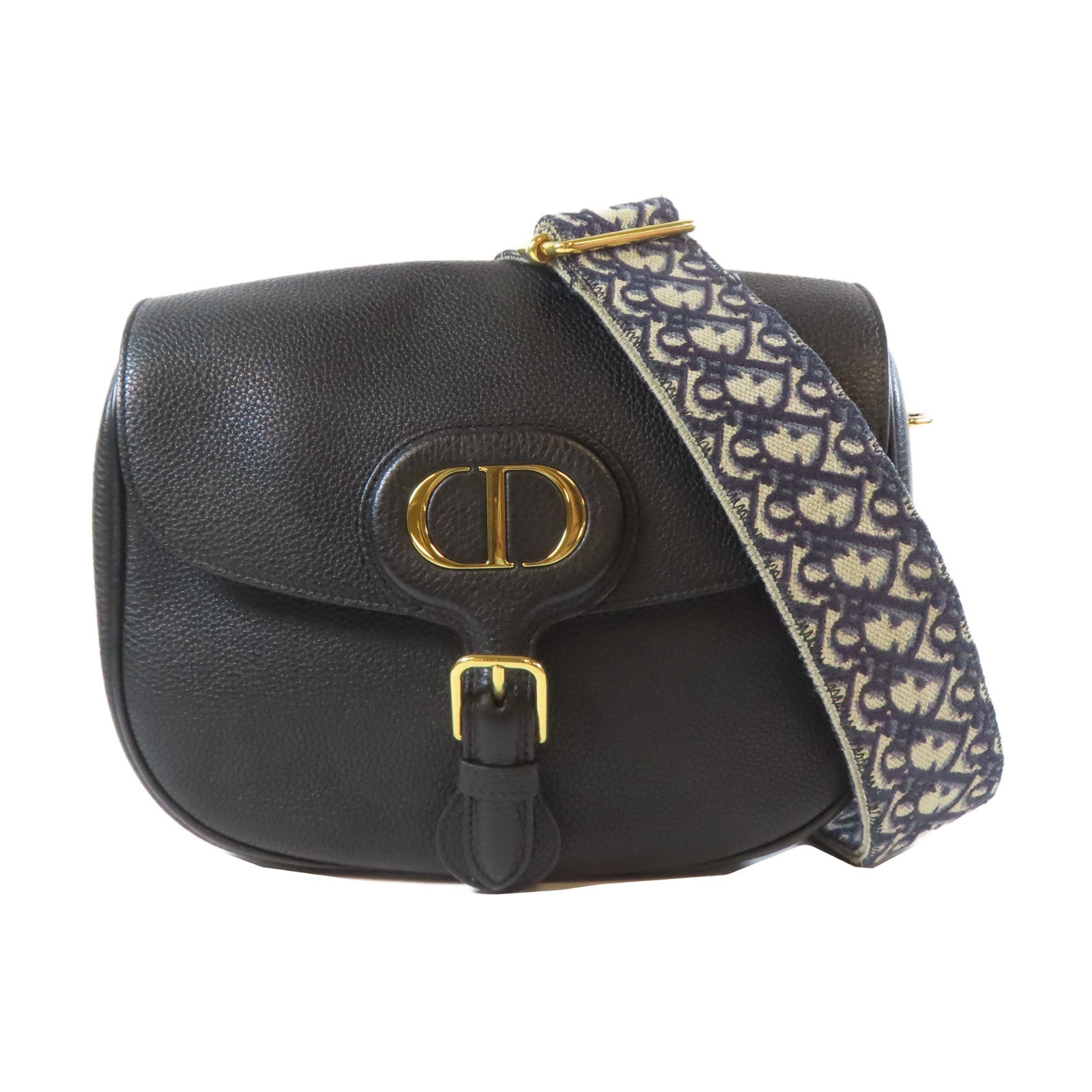 Dior 牛皮皮革Bobby金扣肩背袋黑色