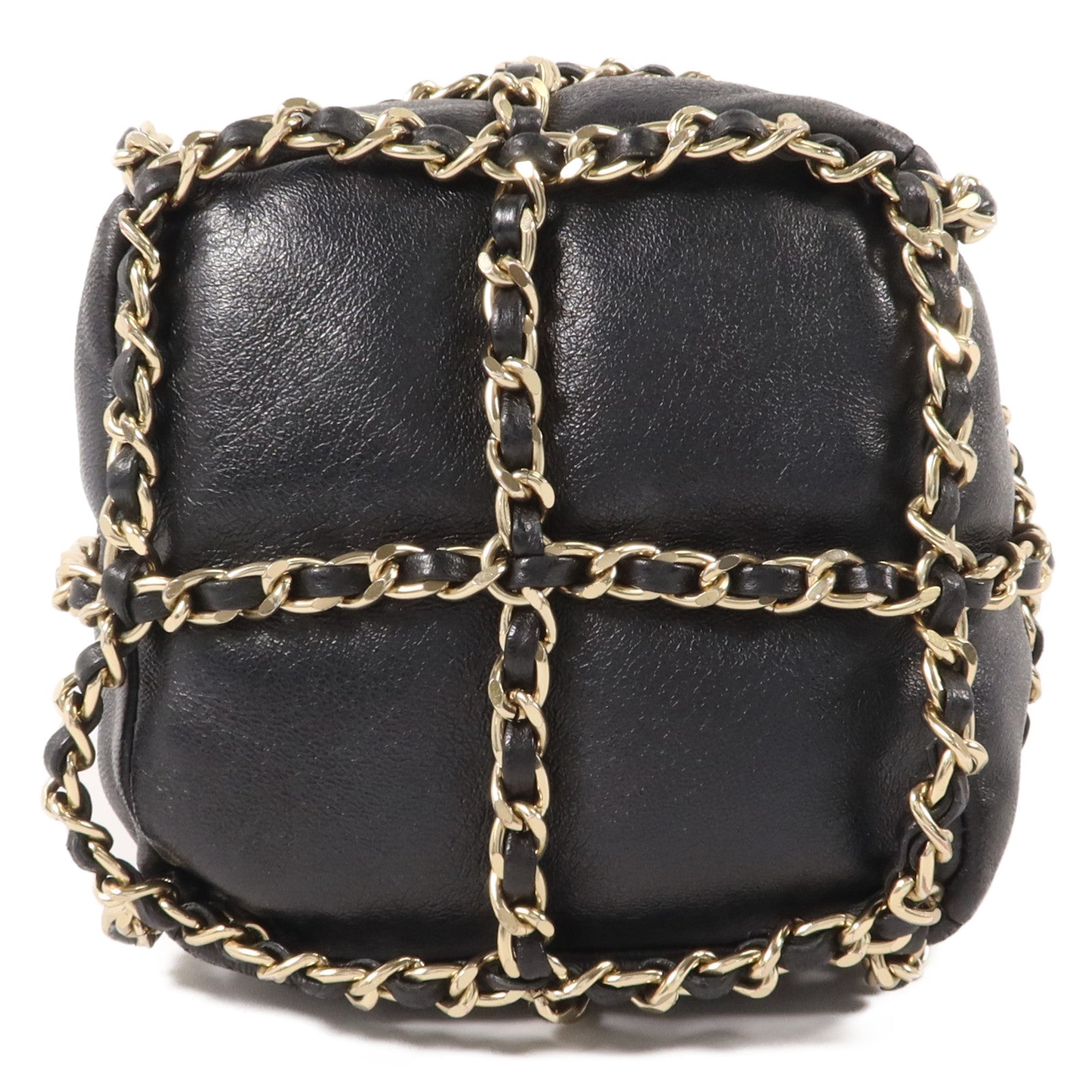 CHANEL 羊皮皮革Drawstring Chain Shoulder鏈帶肩背袋