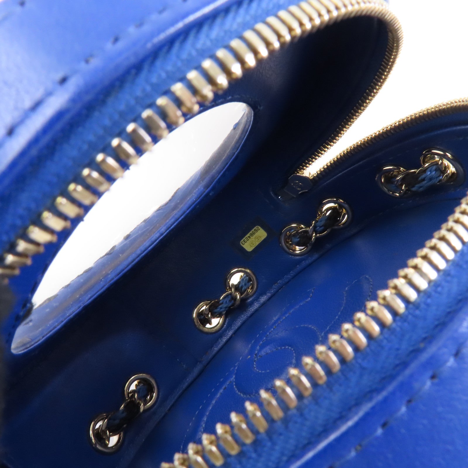 CHANEL 【激減優惠】羊皮皮革Chain Shoulder金扣鏈帶肩背袋深藍色/黑色