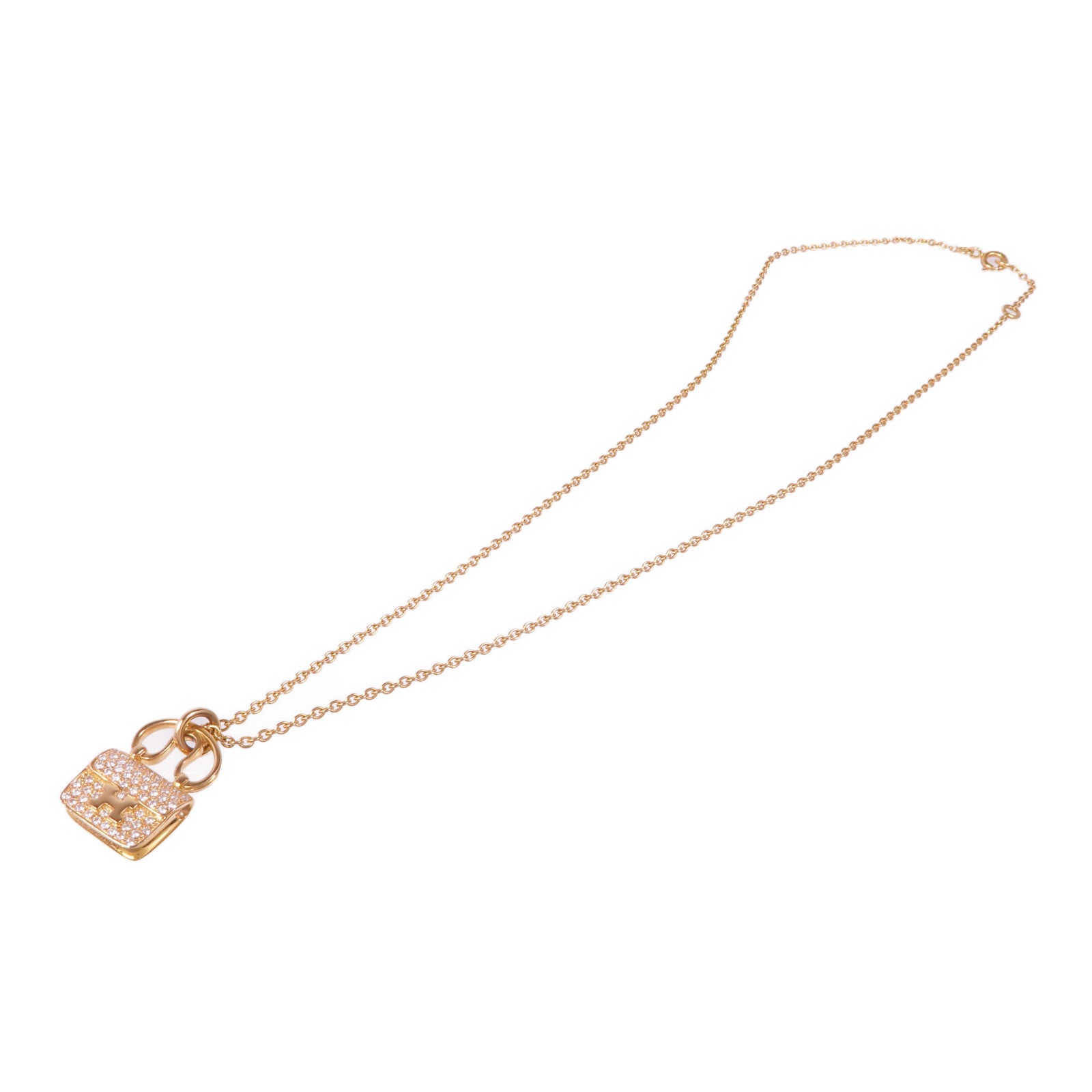 HERMES Constance Necklace 18K Pink Gold Diamond