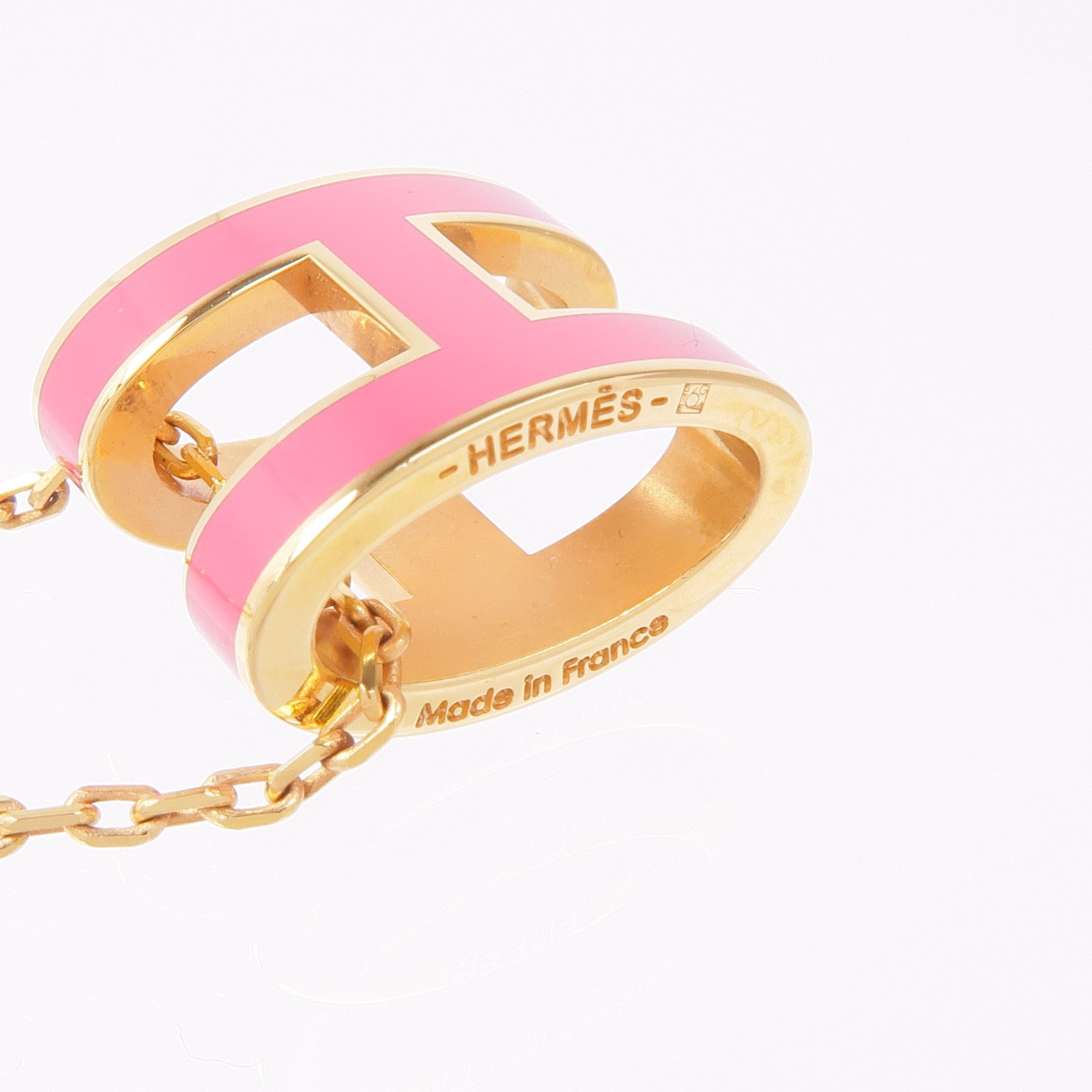 HERMES GHW Pop H Necklace Metal Pink