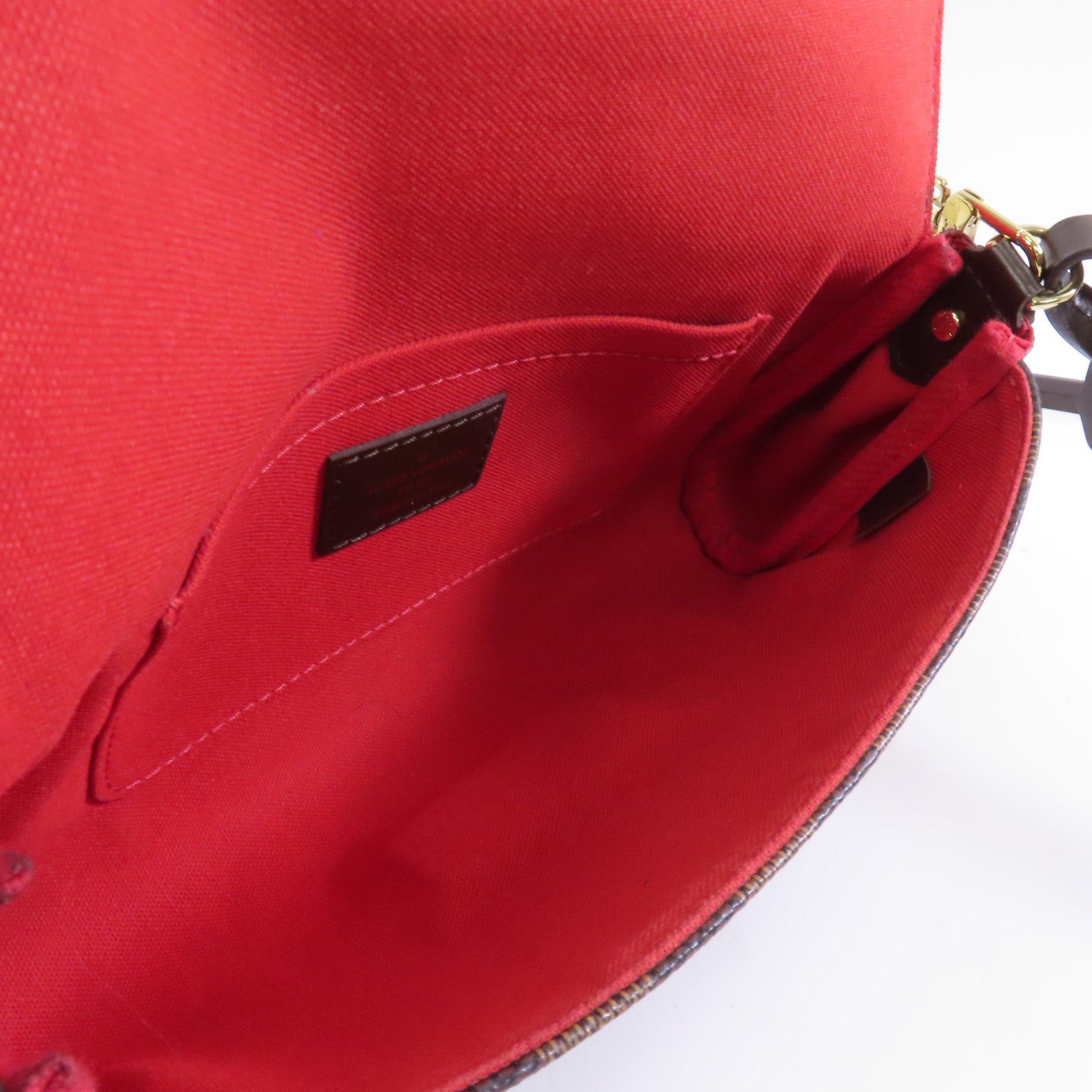 LOUIS VUITTON Damier Favroite PM金扣手挽肩背兩用袋棕色