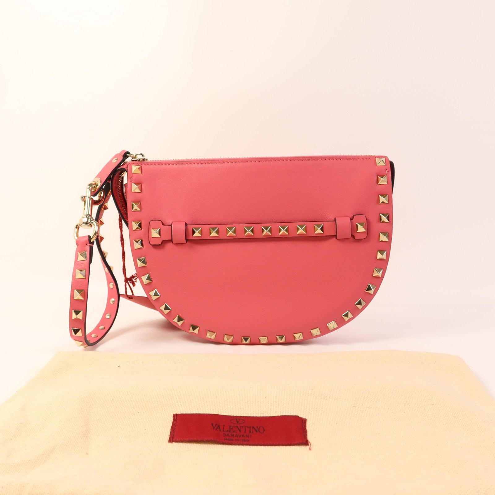 Valentino 牛皮皮革Hand Bag金扣手挽袋