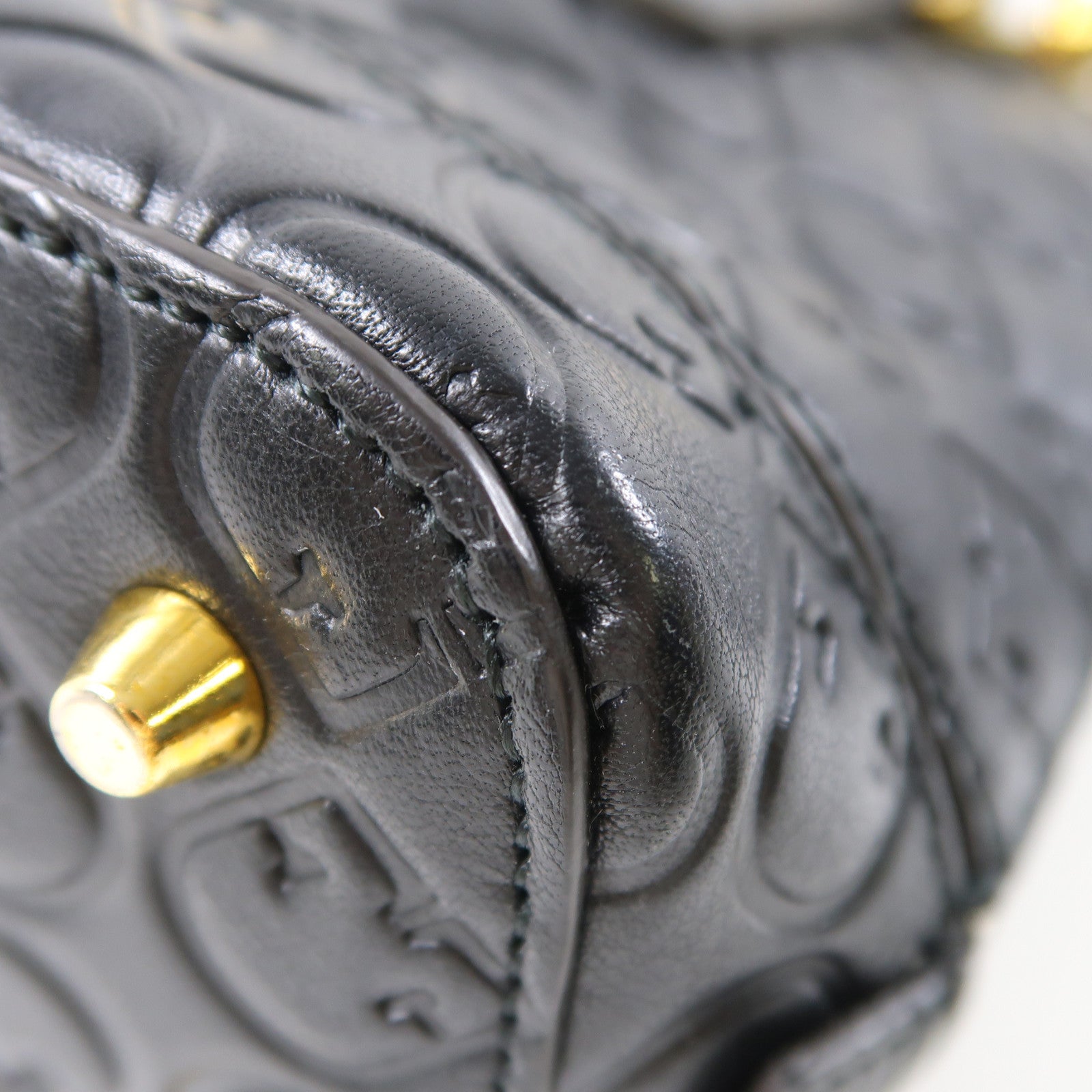 Furla 牛皮皮革2Way Bag金扣手挽肩背兩用袋黑色