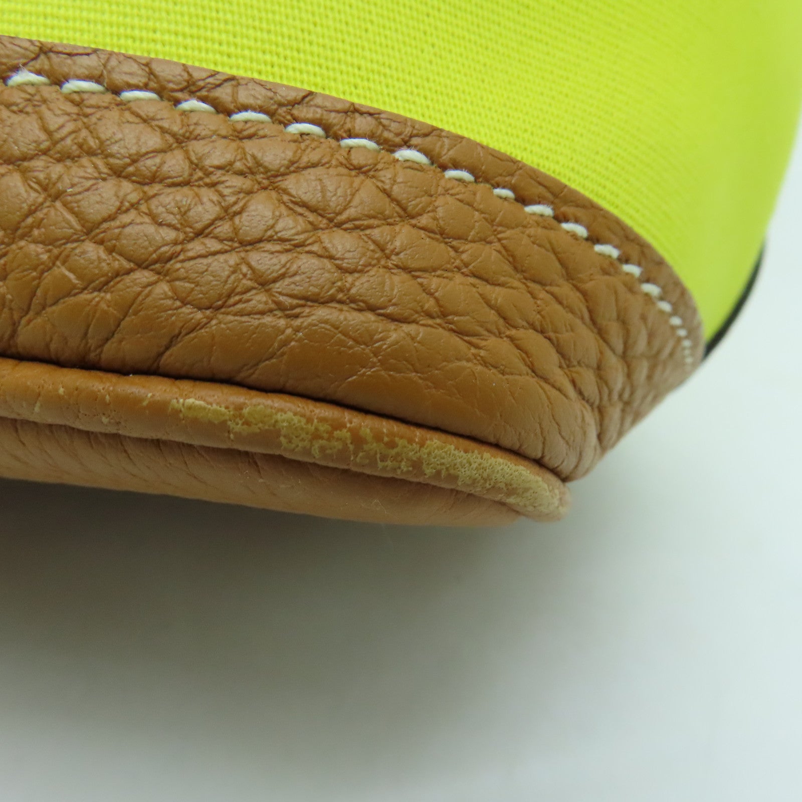 HERMES Canvas Garden Party TPM Silver Buckle Hand Bag Yellow