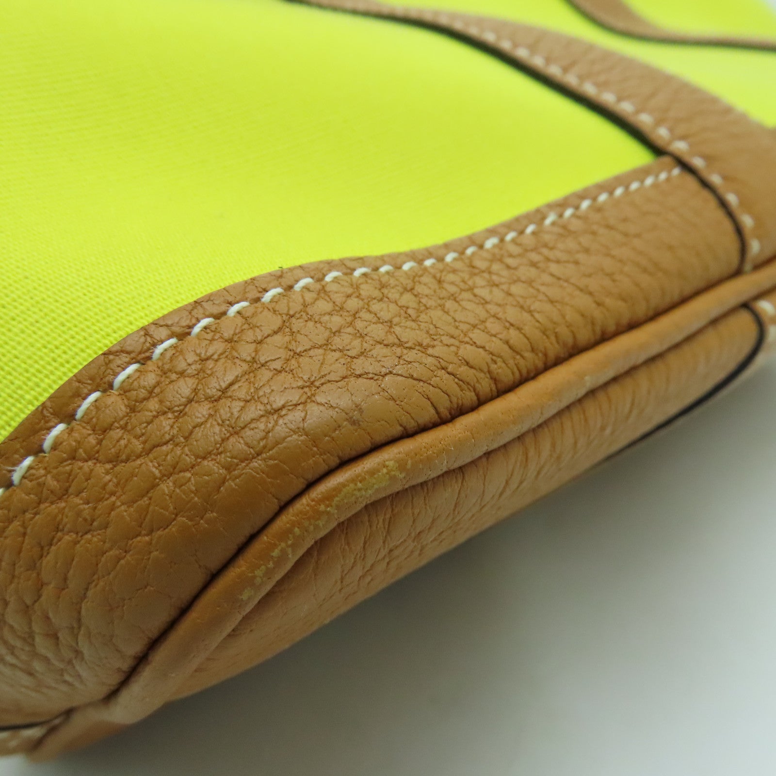 HERMES Canvas Garden Party TPM Silver Buckle Hand Bag Yellow