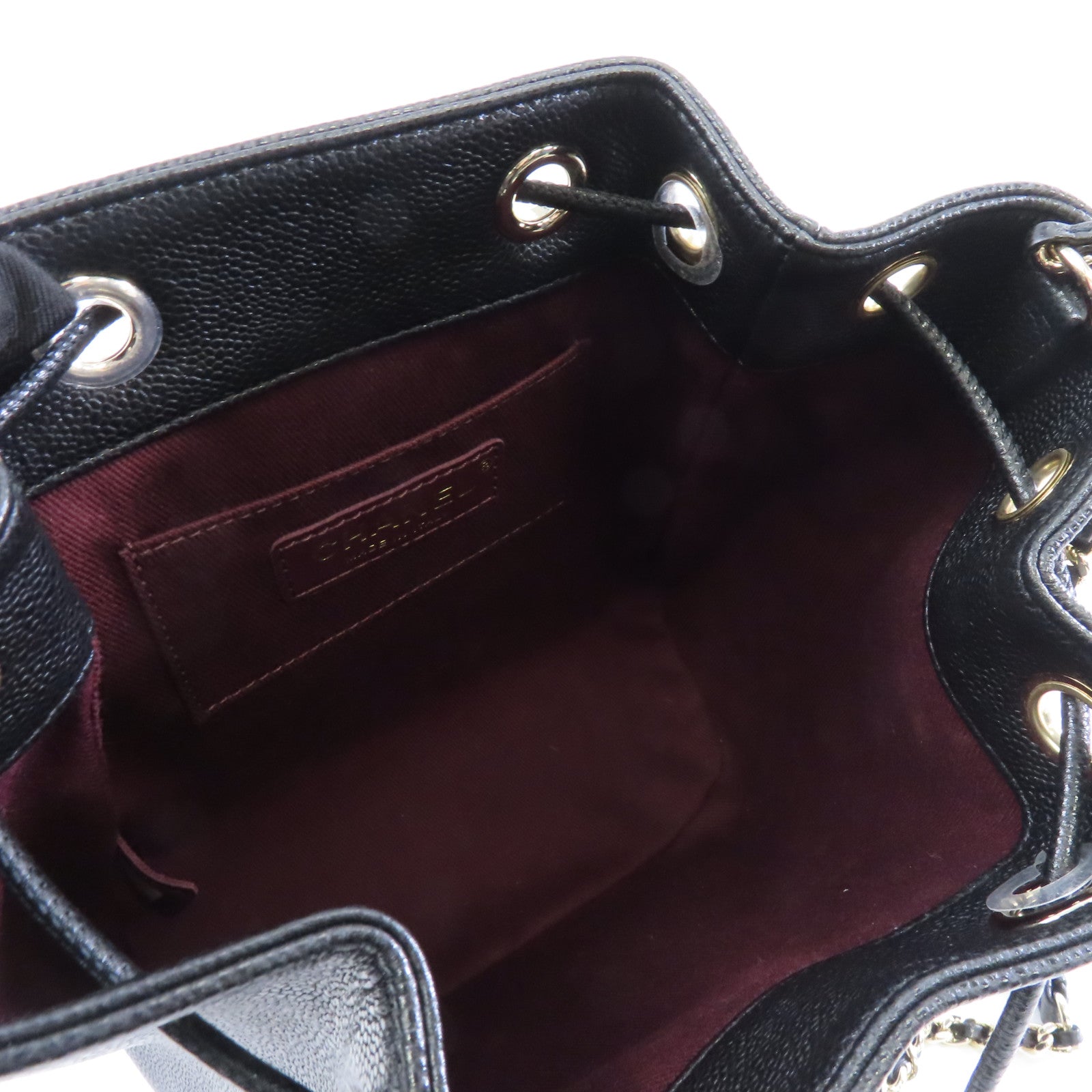 CHANEL Caviar皮革Affinity Bucket金扣鏈帶肩背袋黑色