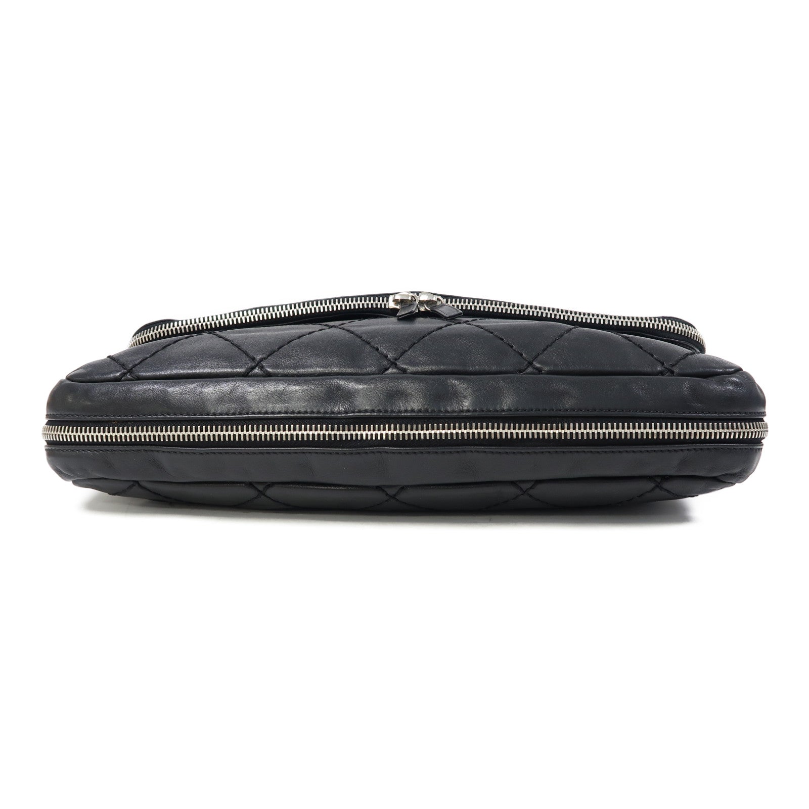 CHANEL 牛皮皮革Shoulder Bag銀扣肩背袋黑色