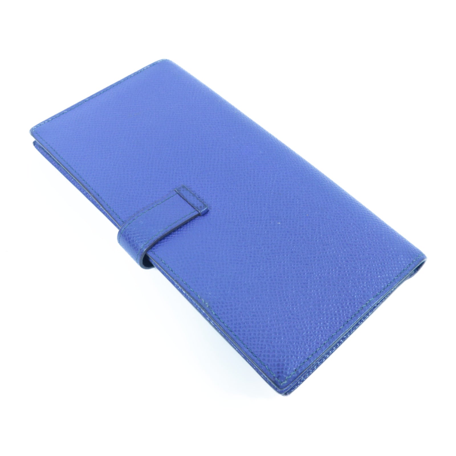 HERMES 【激減優惠】Epsom皮革Bearn Long Wallet銀扣長錢包藍色