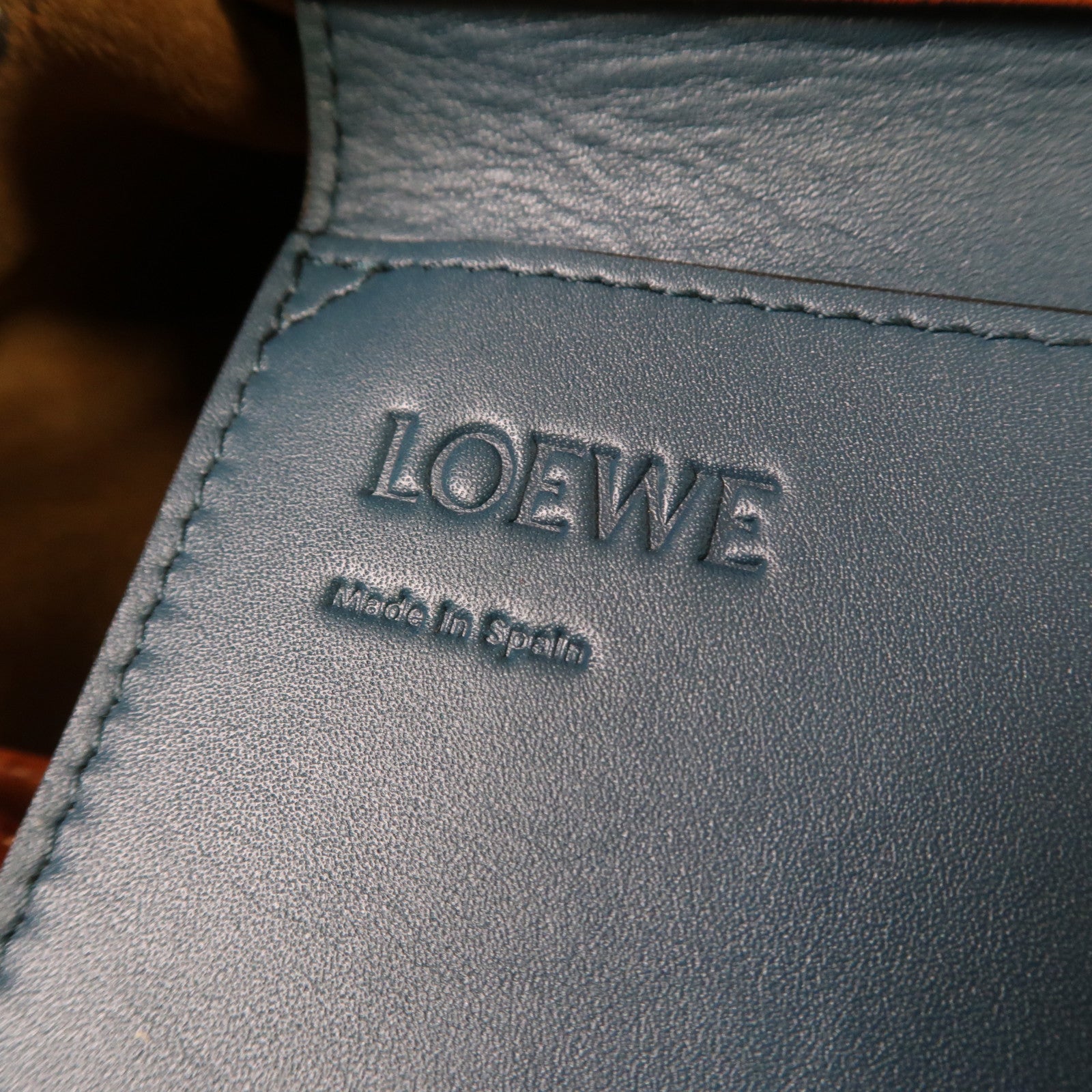 LOEWE 【激減優惠】牛皮皮革Lazo Bucket肩背袋藍色/啡色