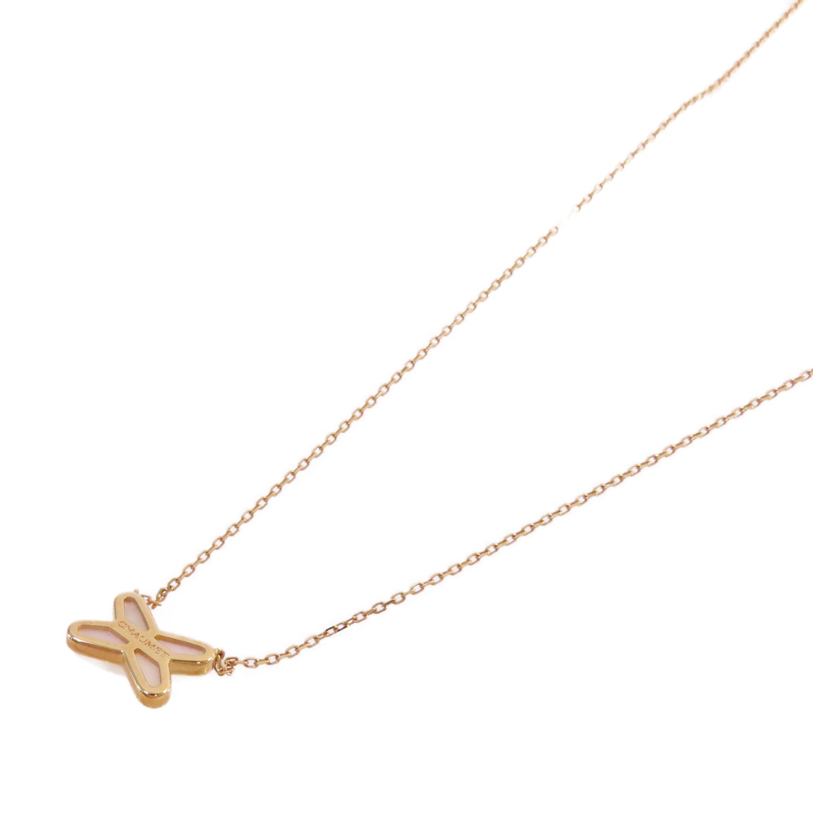 Chaumet 18K玫瑰金/鑽石/珍珠母Jeux De Liens Necklace項鏈珍珠色/金色
