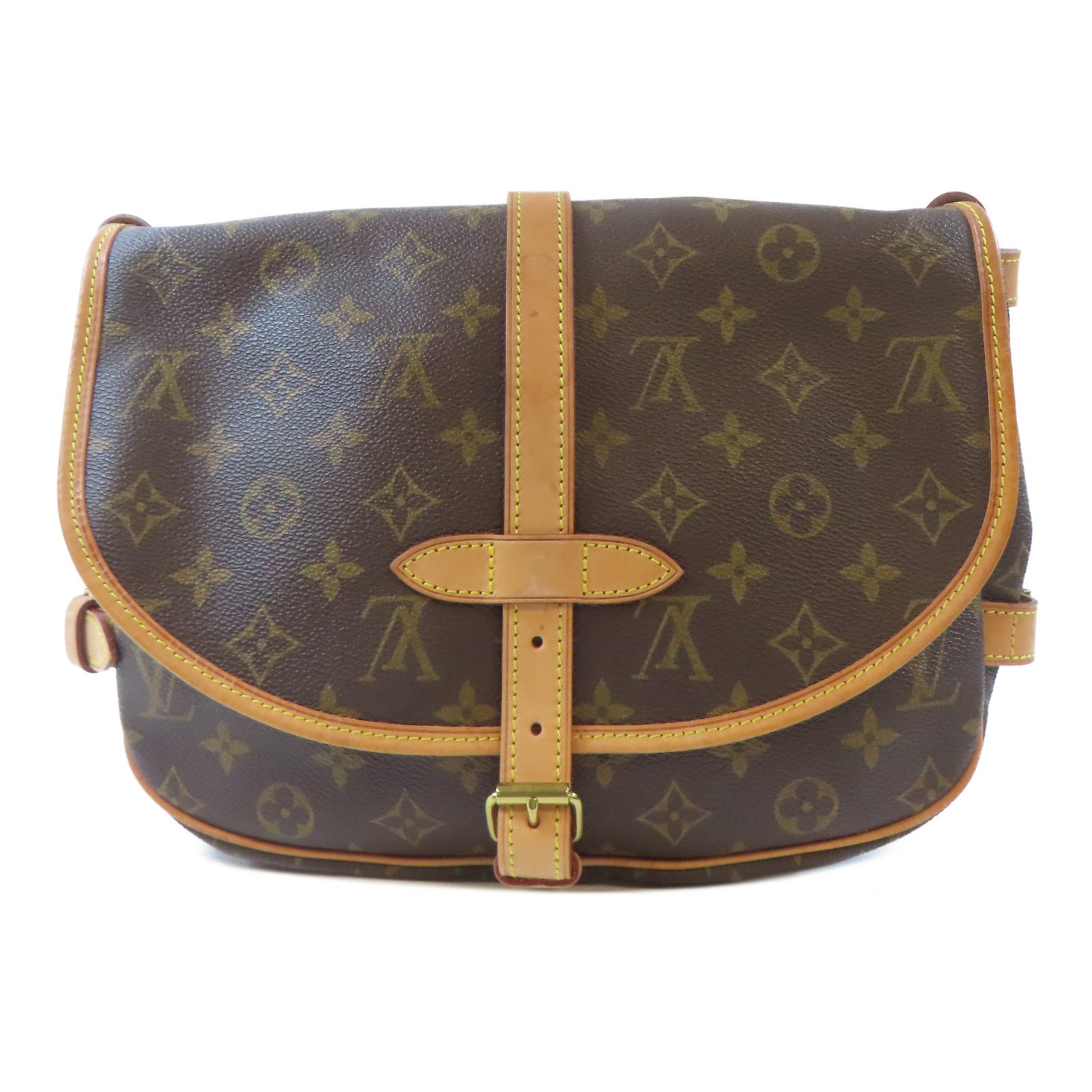 LOUIS VUITTON Monogram Saumur 30金扣肩背袋啡色