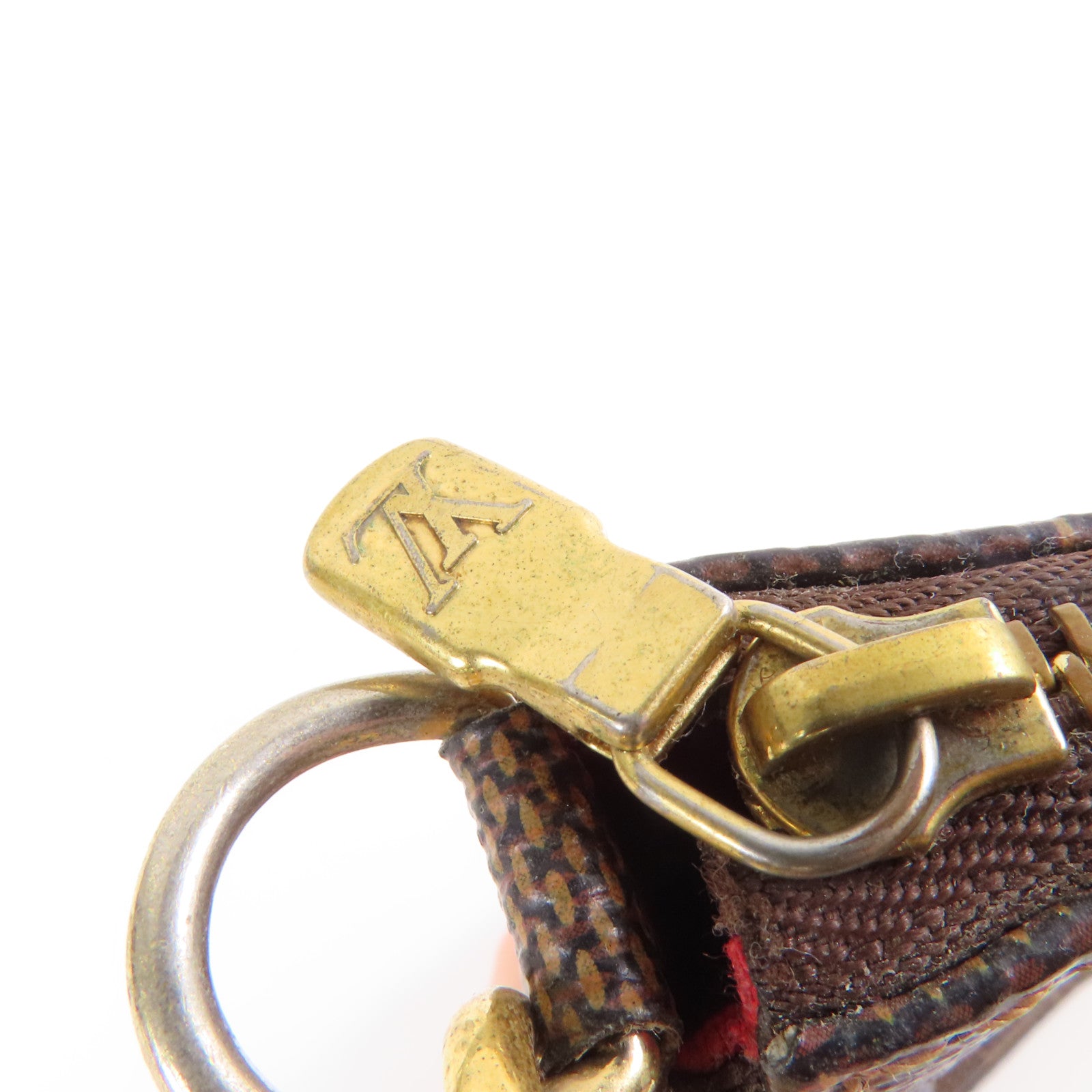 LOUIS VUITTON Damier Pochette Accessoires金扣手挽袋