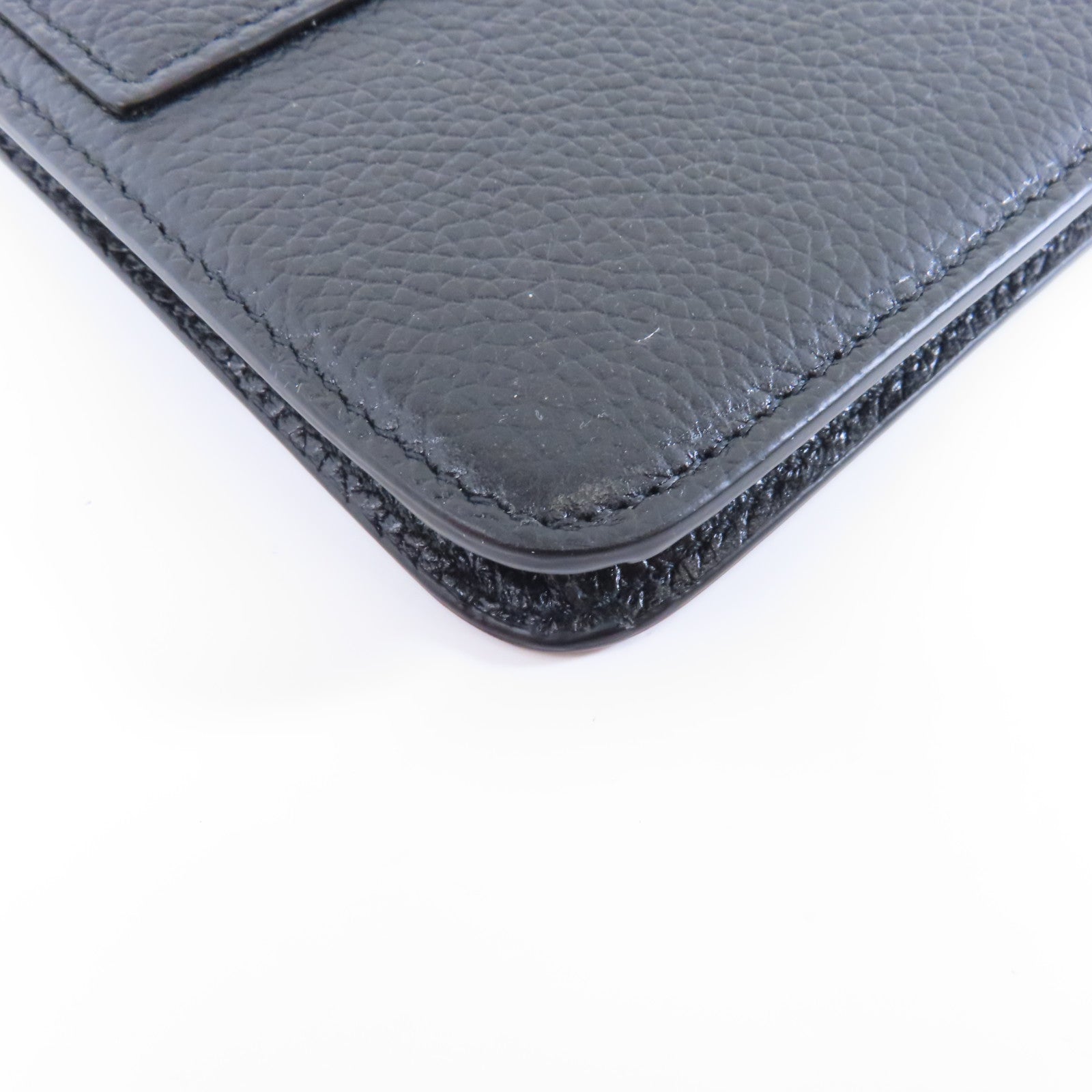 BALENCIAGA 牛皮皮革Cash Phone Card Holder銀扣現金手機和卡包黑色