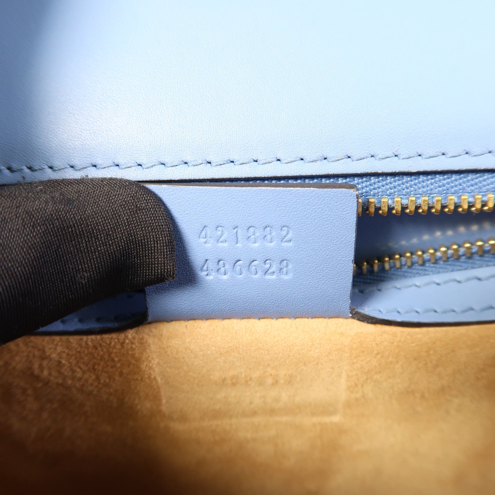 GUCCI GHW Sylvie Shoulder Bag Calfskin Leather Blue 421882