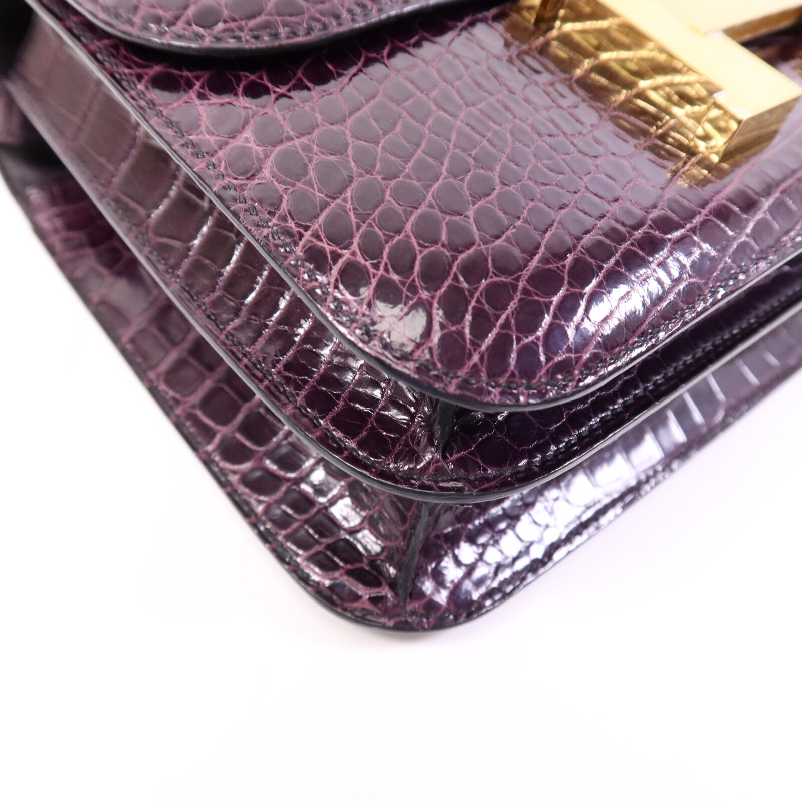 HERMES Niloticus皮革Constance 24金扣肩背袋Amethyst