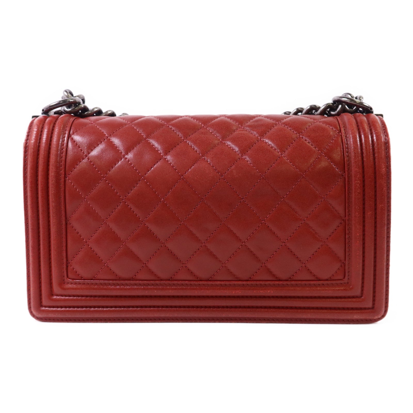 CHANEL 羊皮皮革Boy 25銀扣鏈帶肩背袋