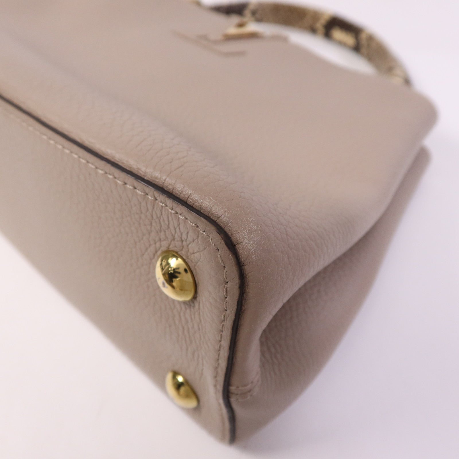 LOUIS VUITTON 【激減優惠】Taurillon/蛇皮皮革Capucines MM金扣手挽肩背兩用袋