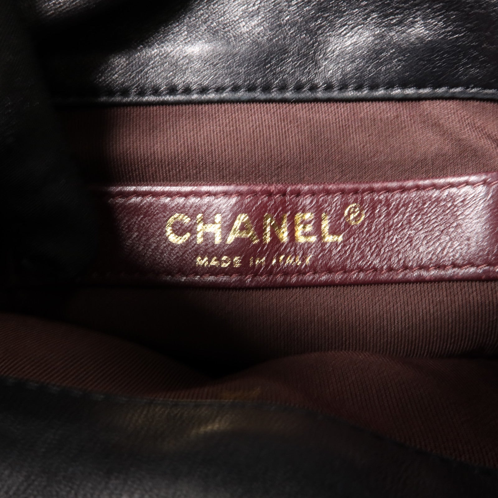 CHANEL 羊皮皮革Drawstring Chain Shoulder鏈帶肩背袋