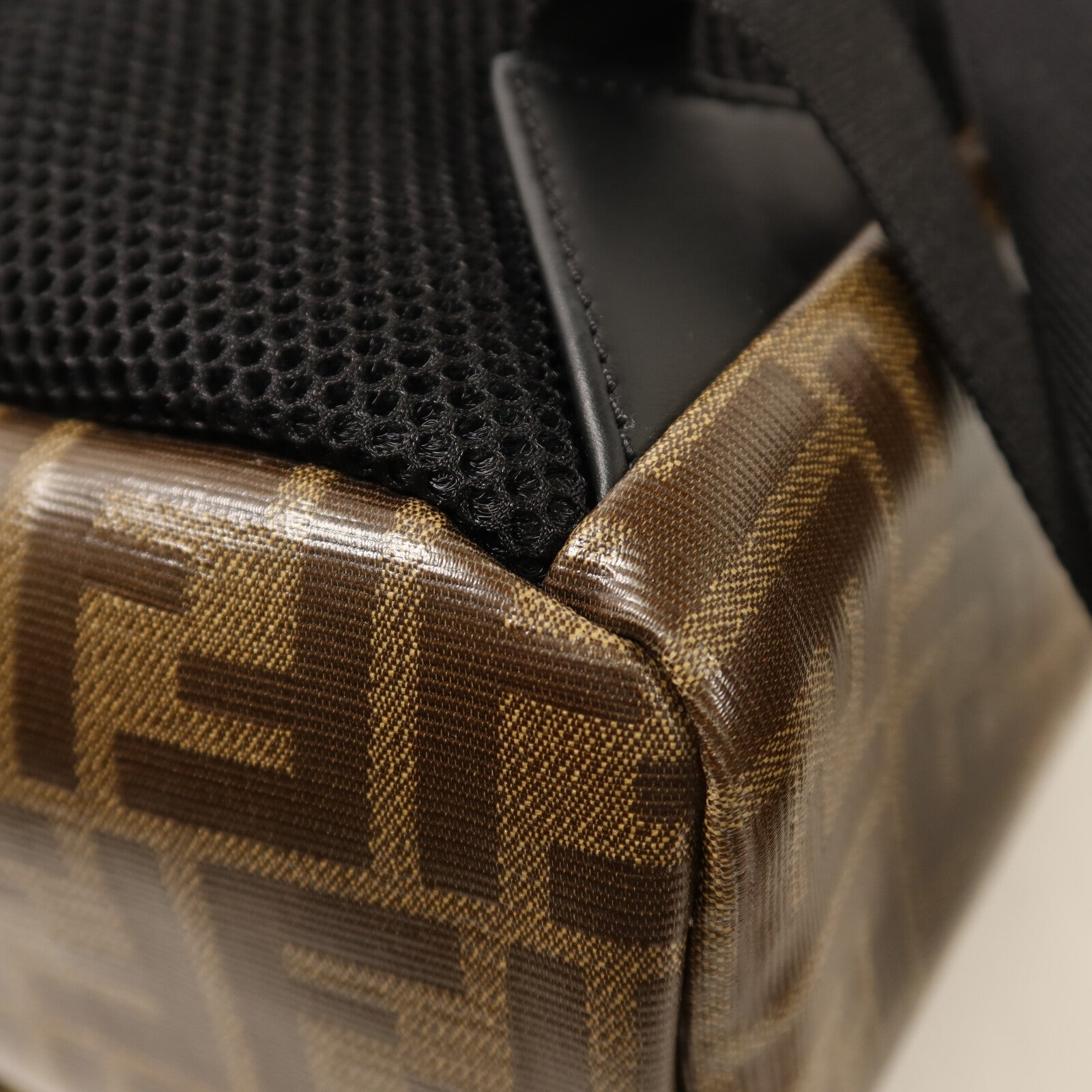 FENDI 塗層帆布Rucksack銀扣背包