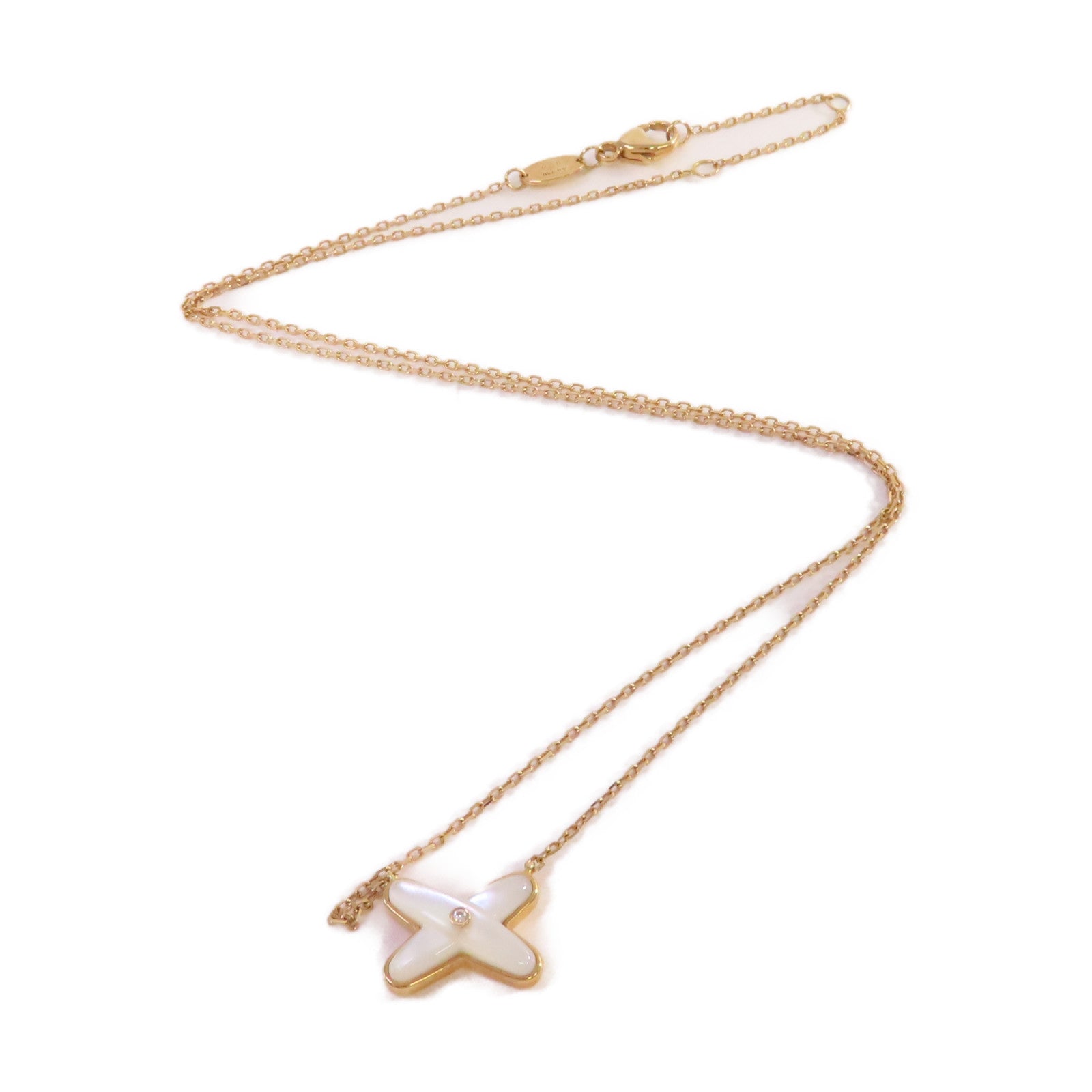 Chaumet 18K玫瑰金/鑽石/珍珠母Jeux De Liens Necklace項鏈珍珠色/金色