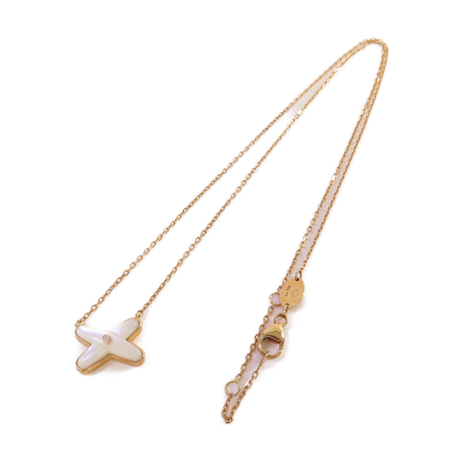Chaumet 18K玫瑰金/鑽石/珍珠母Jeux De Liens Necklace項鏈珍珠色/金色