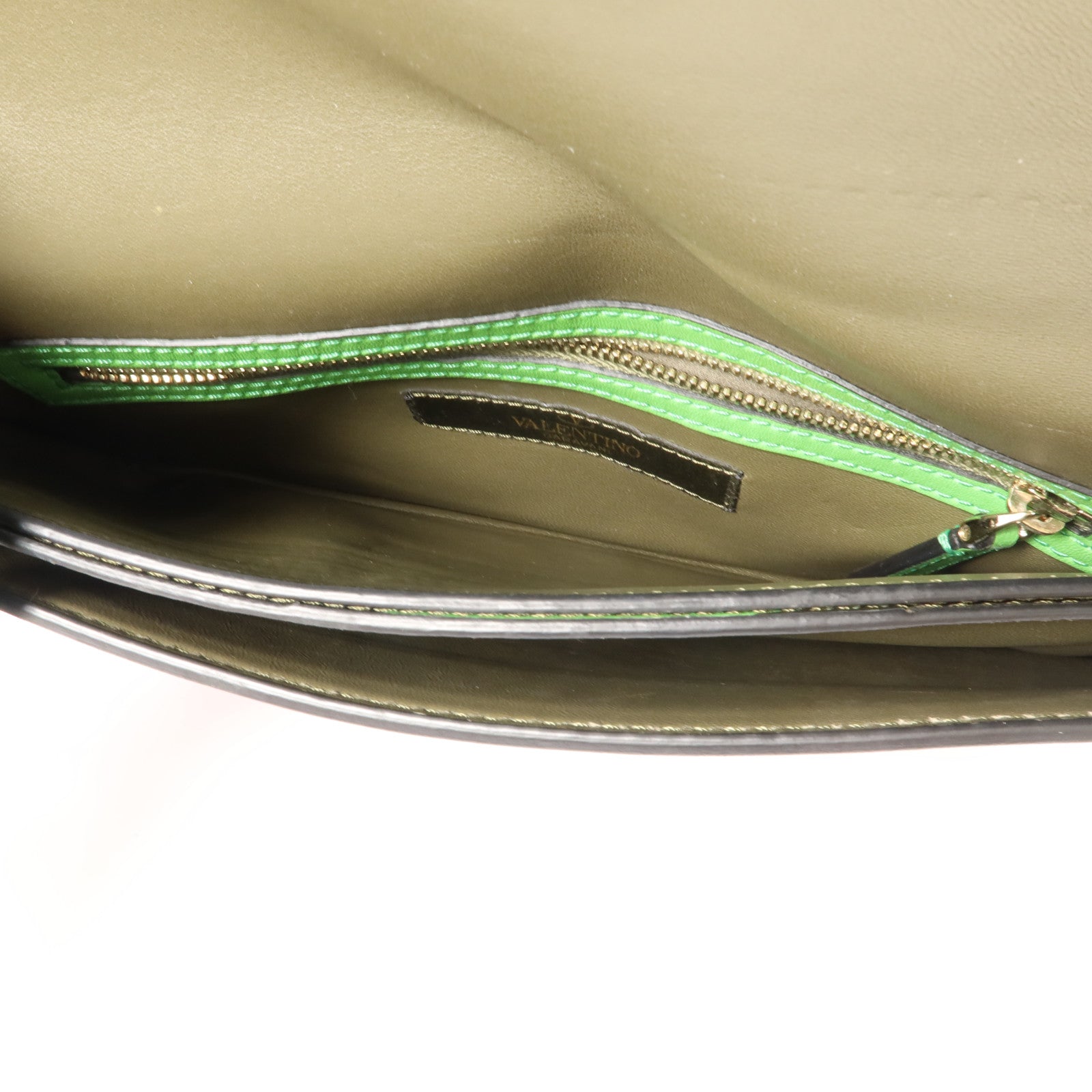 Valentino 帆布/牛皮皮革Camouflage Rockstud Wristlet Clutch手拿包
