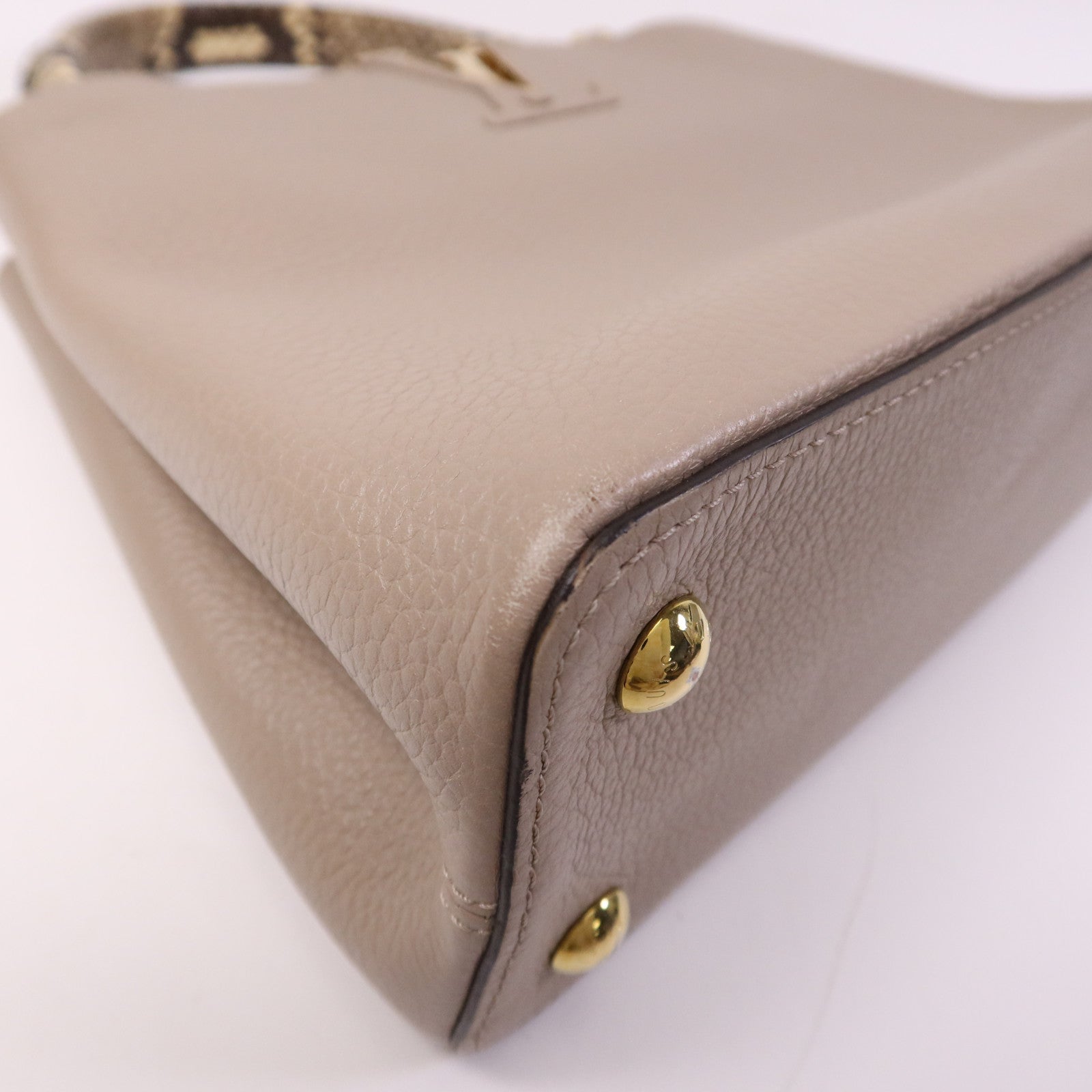LOUIS VUITTON 【激減優惠】Taurillon/蛇皮皮革Capucines MM金扣手挽肩背兩用袋