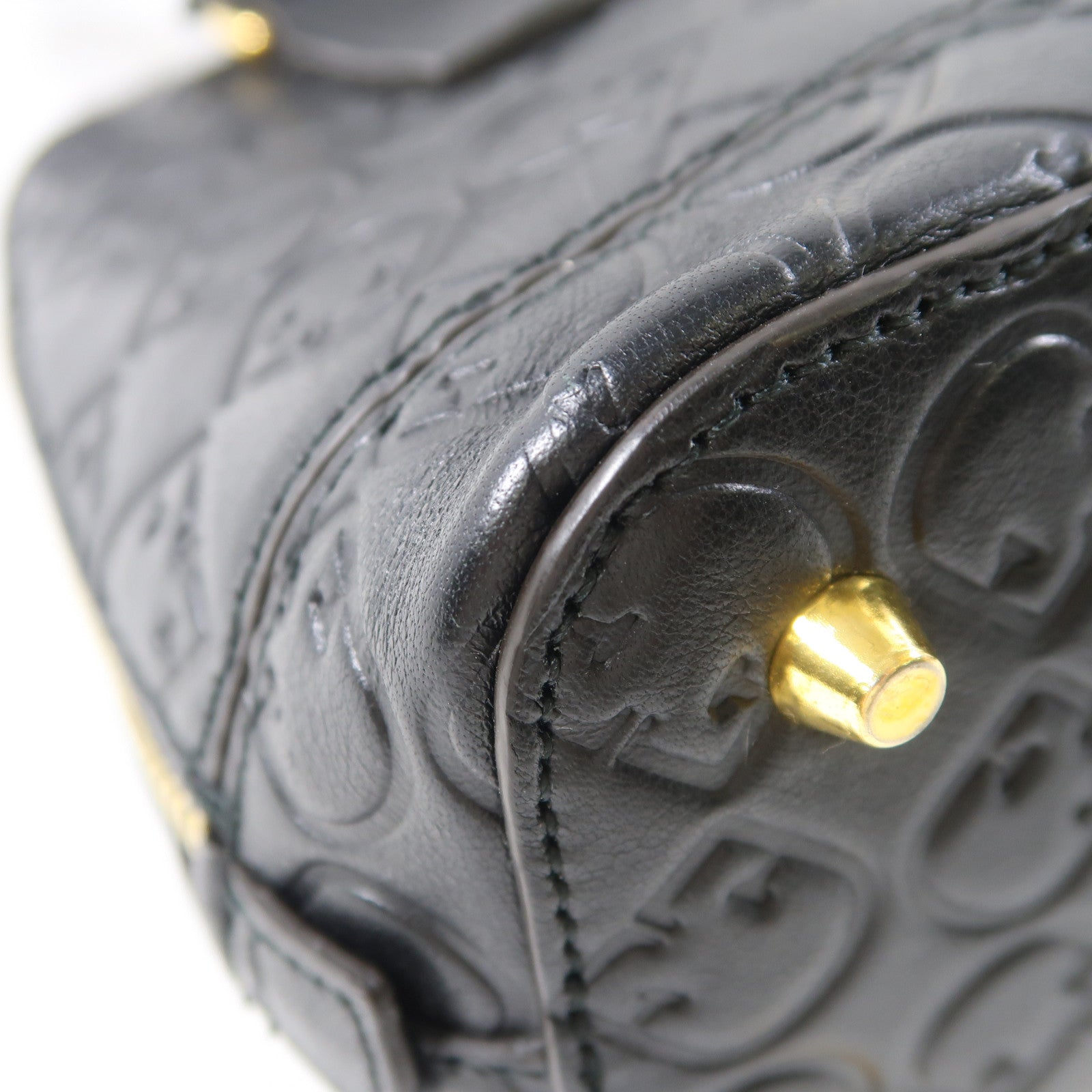 Furla 牛皮皮革2Way Bag金扣手挽肩背兩用袋黑色