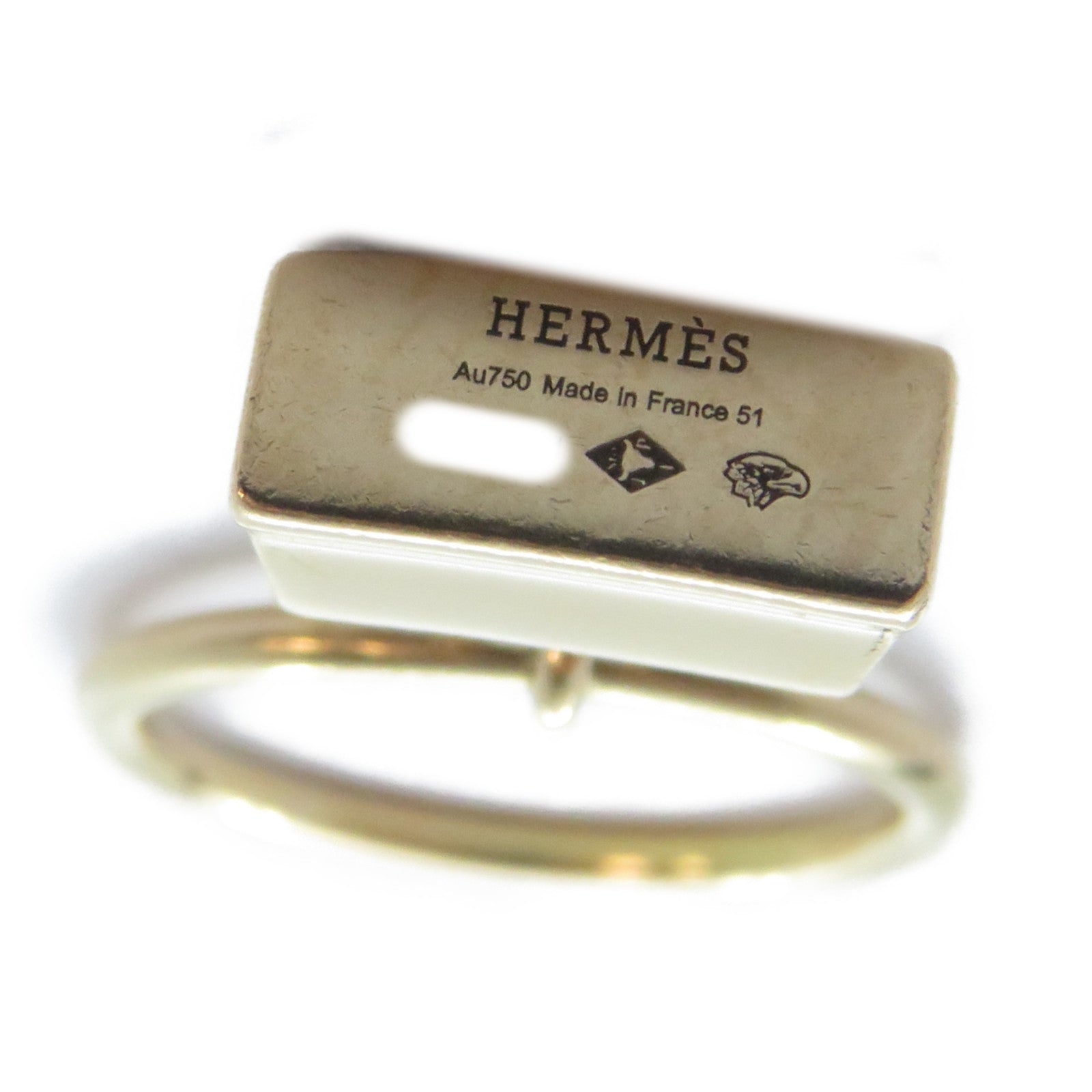 HERMES 18K玫瑰金Diamond Amulettes Kelly Ring鑽石戒指HERMES#51/US#5.5