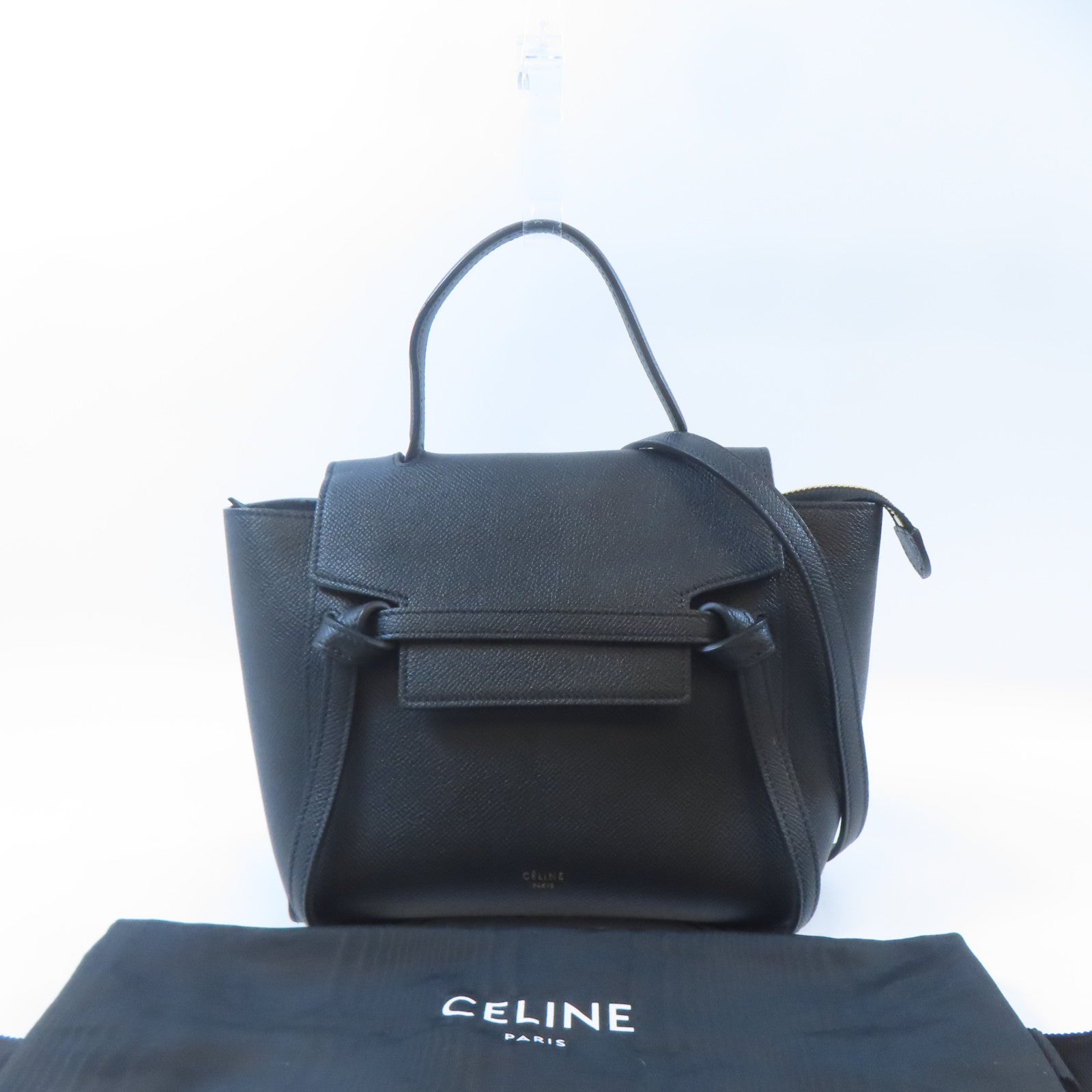 CELINE 牛皮皮革Nano Belt Bag金扣手挽肩背兩用袋黑色